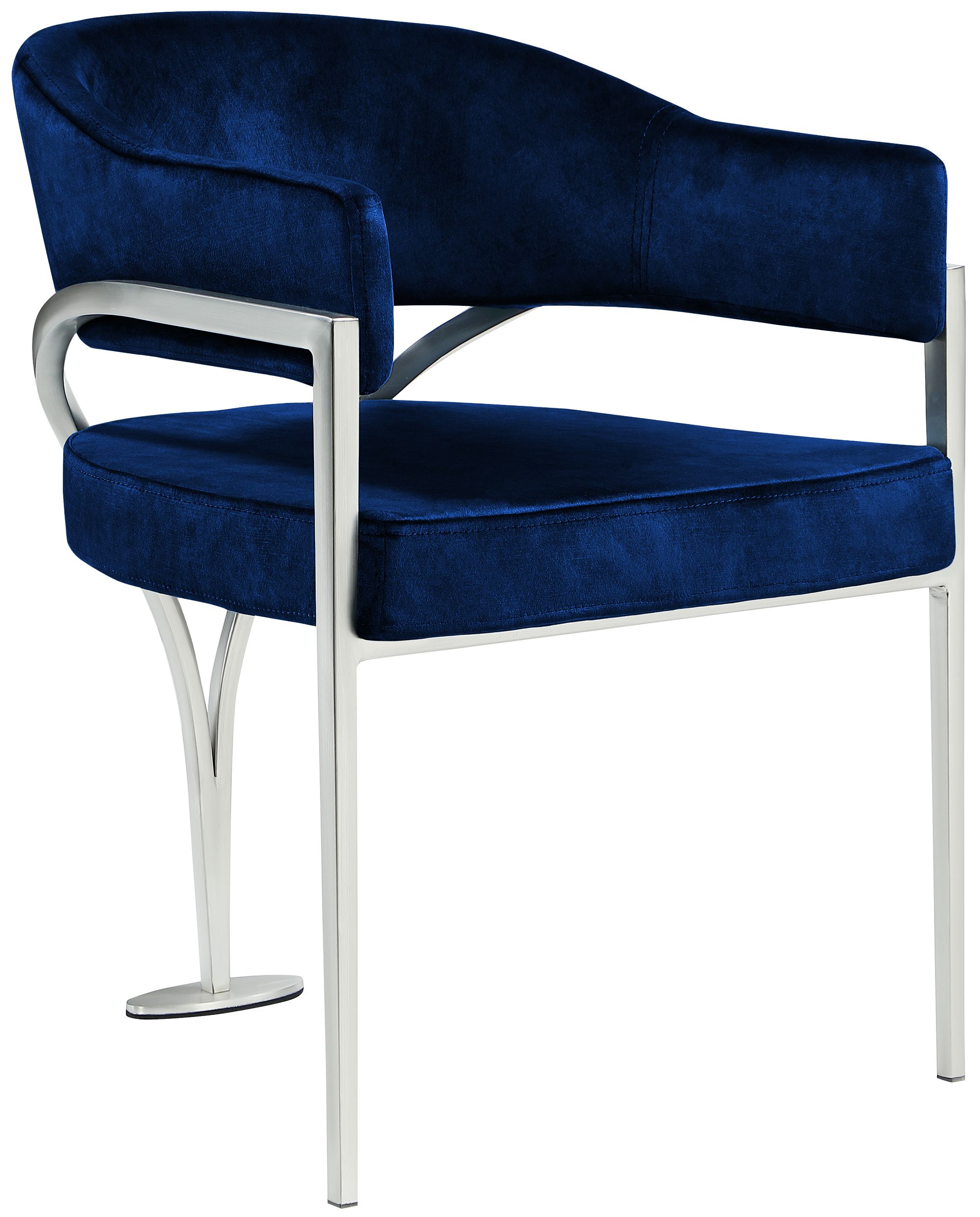 Madelyn Velvet Dining Chair with Brushed Chrome Metal Frame