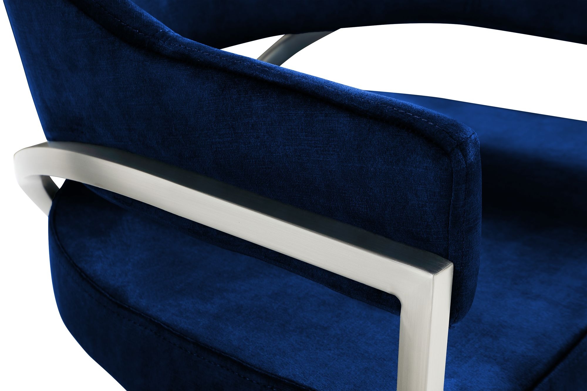 Madelyn Velvet Dining Chair with Brushed Chrome Metal Frame