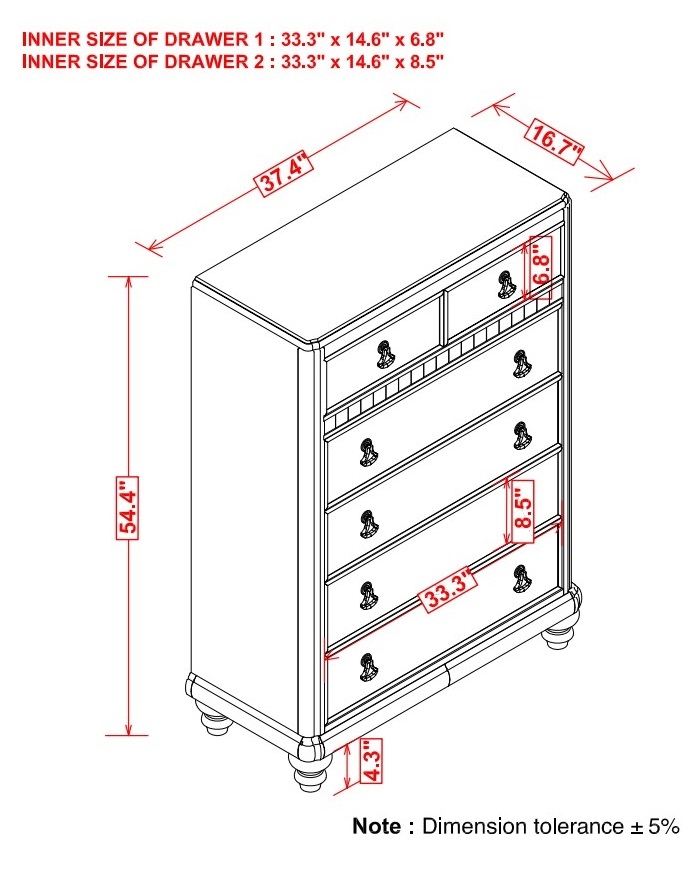Bling Game Wood Chest w/6 Drawers