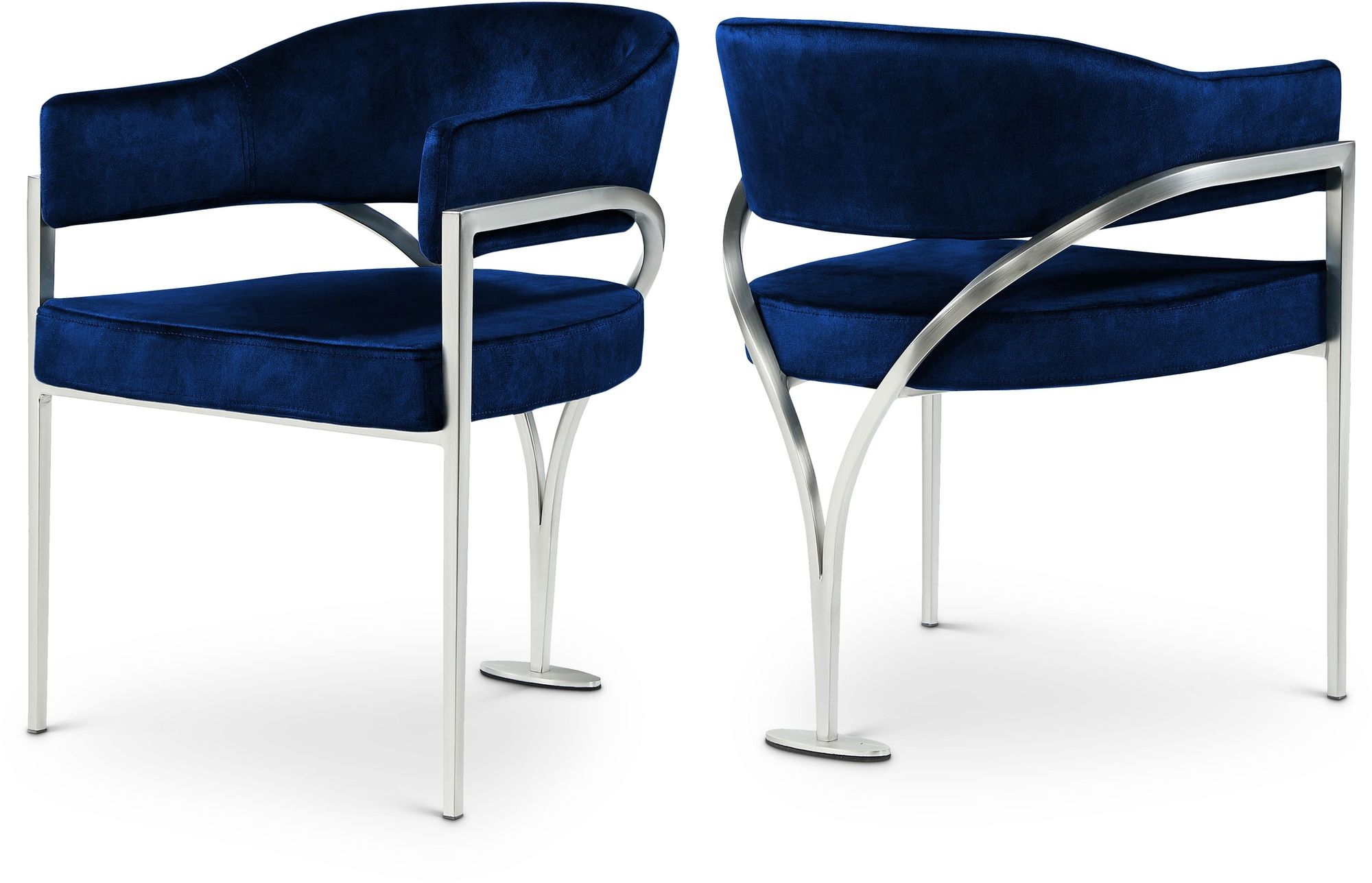 Madelyn Velvet Dining Chair with Brushed Chrome Metal Frame