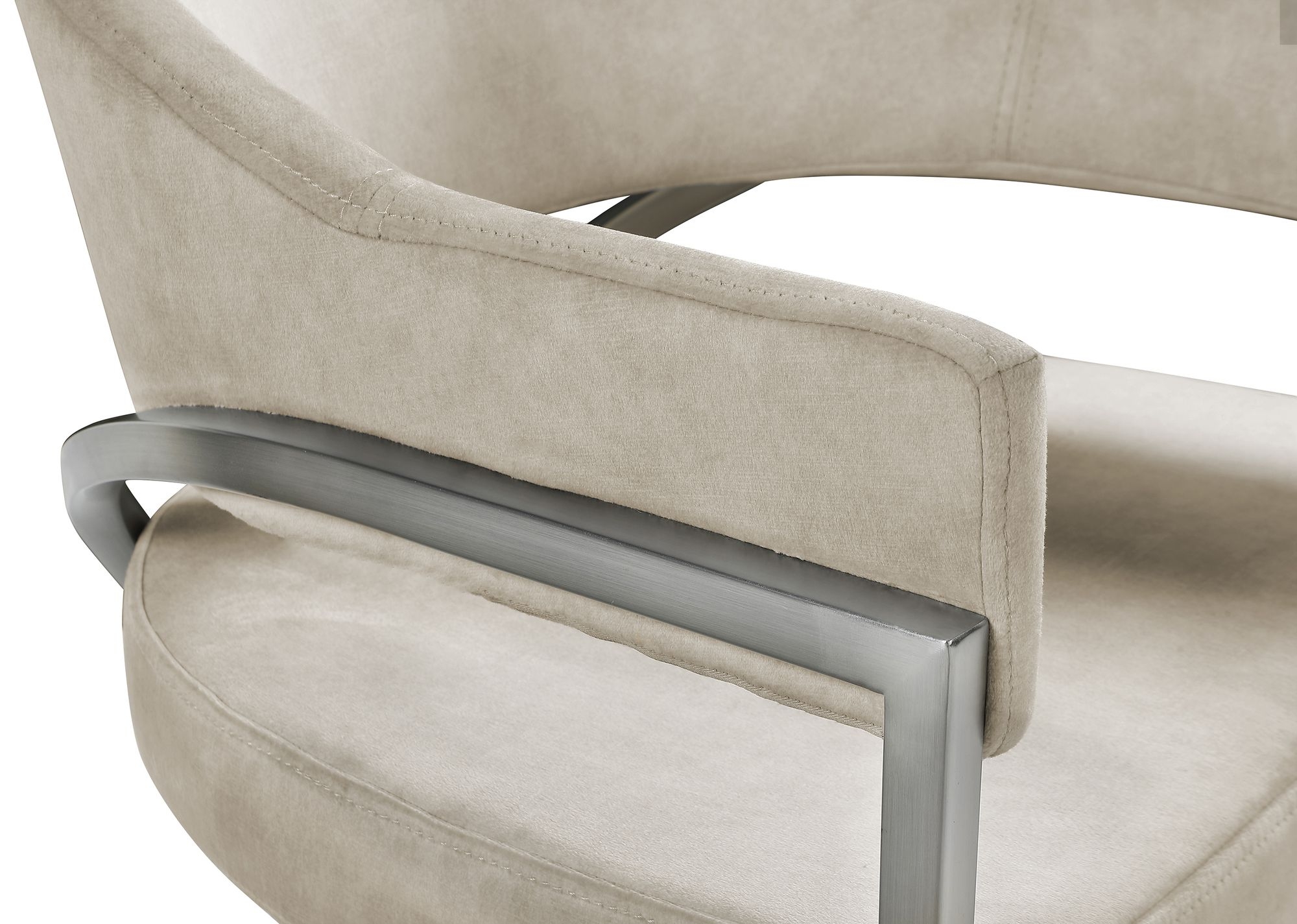 Madelyn Velvet Dining Chair with Brushed Chrome Metal Frame