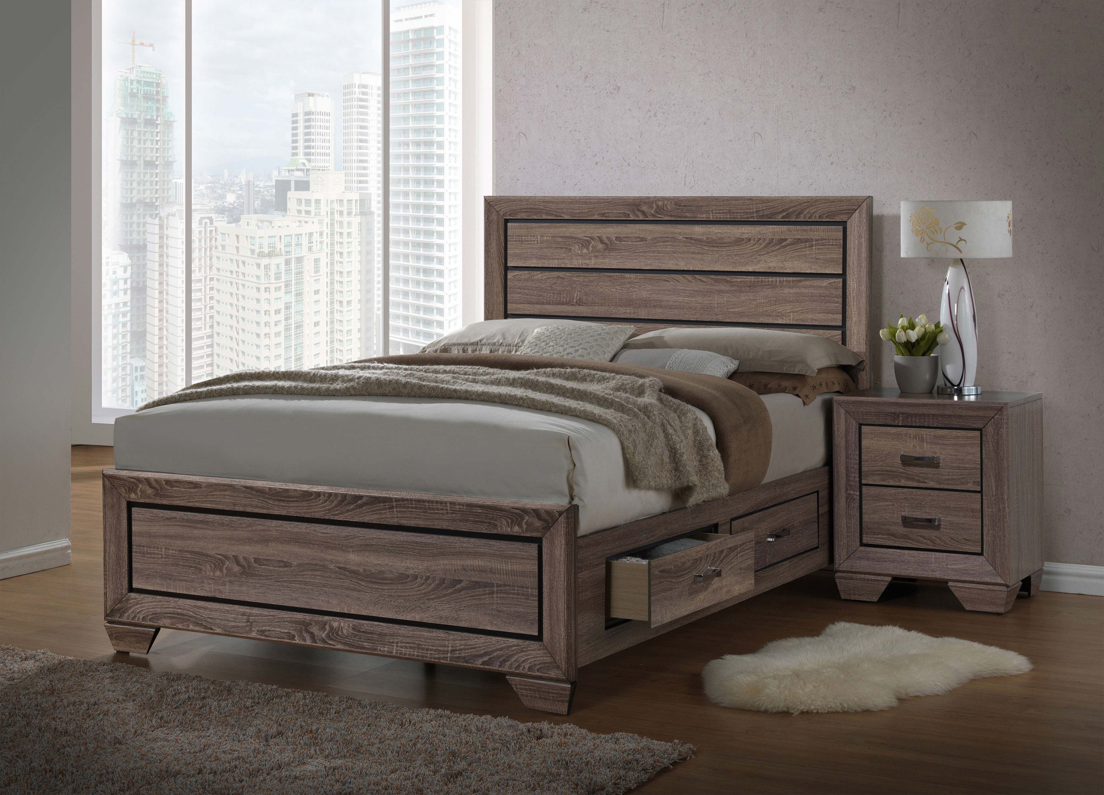 Kauffman Wood Storage Bed, California King Size