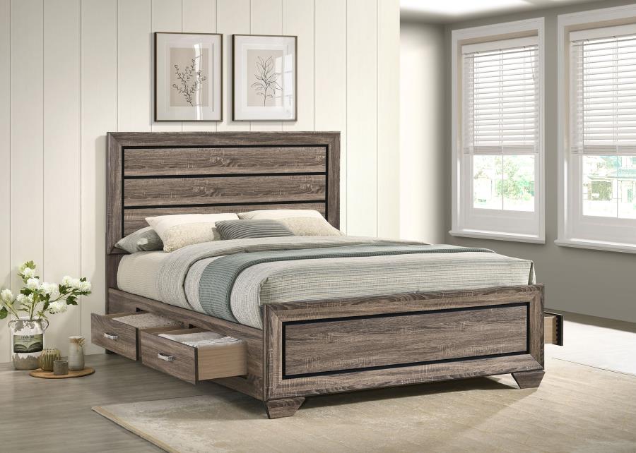 Kauffman Wood Storage Bed, Queen Size