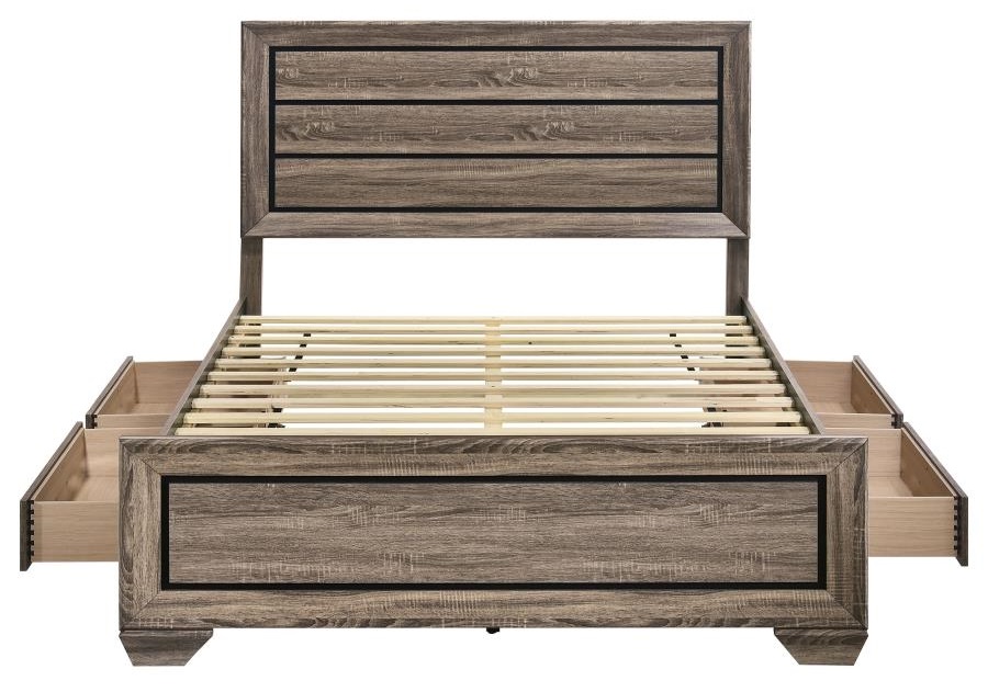 Kauffman Wood Queen Storage Panel Bed Washed Taupe SKU: 204190Q