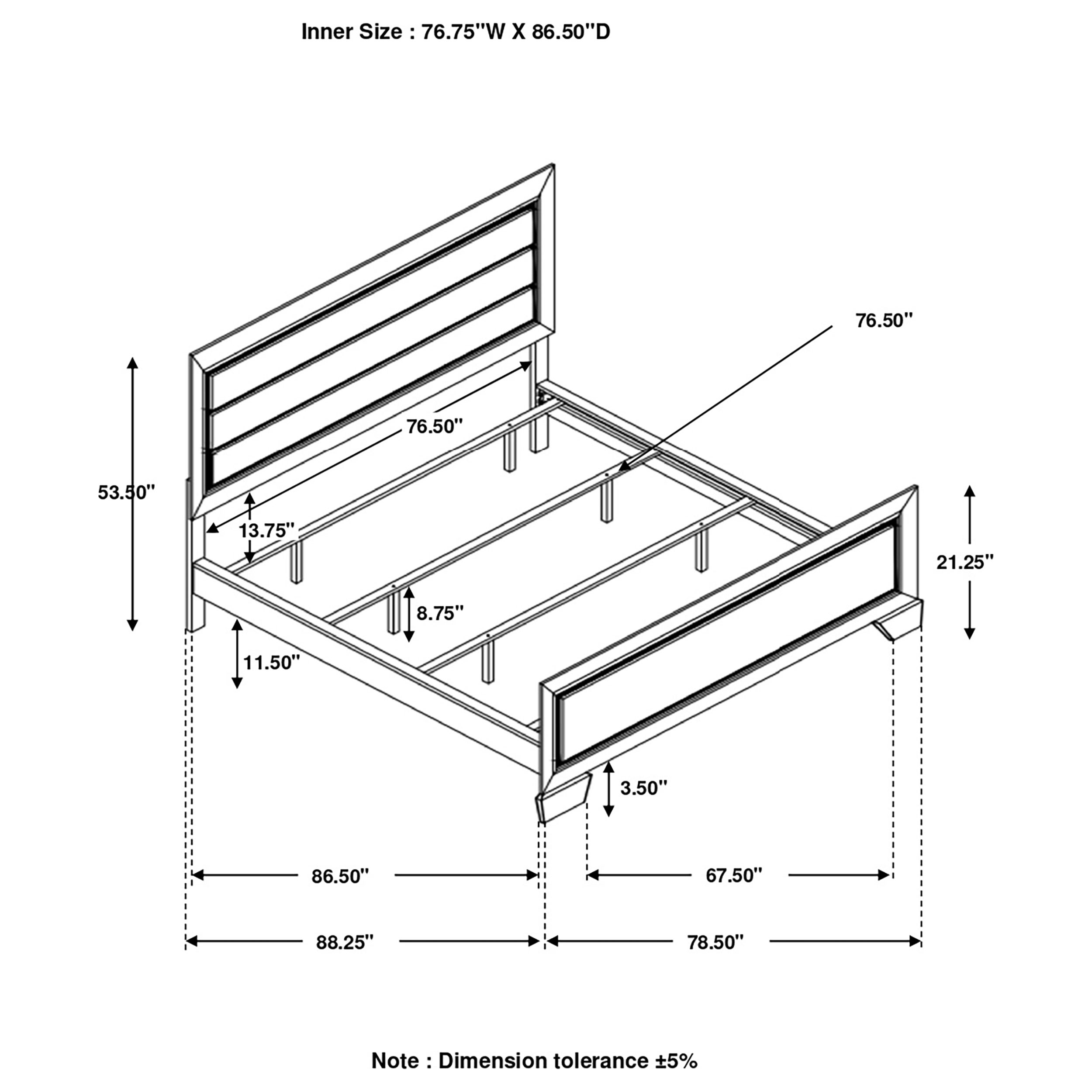 Kauffman Wood Panel Bed, California King Size