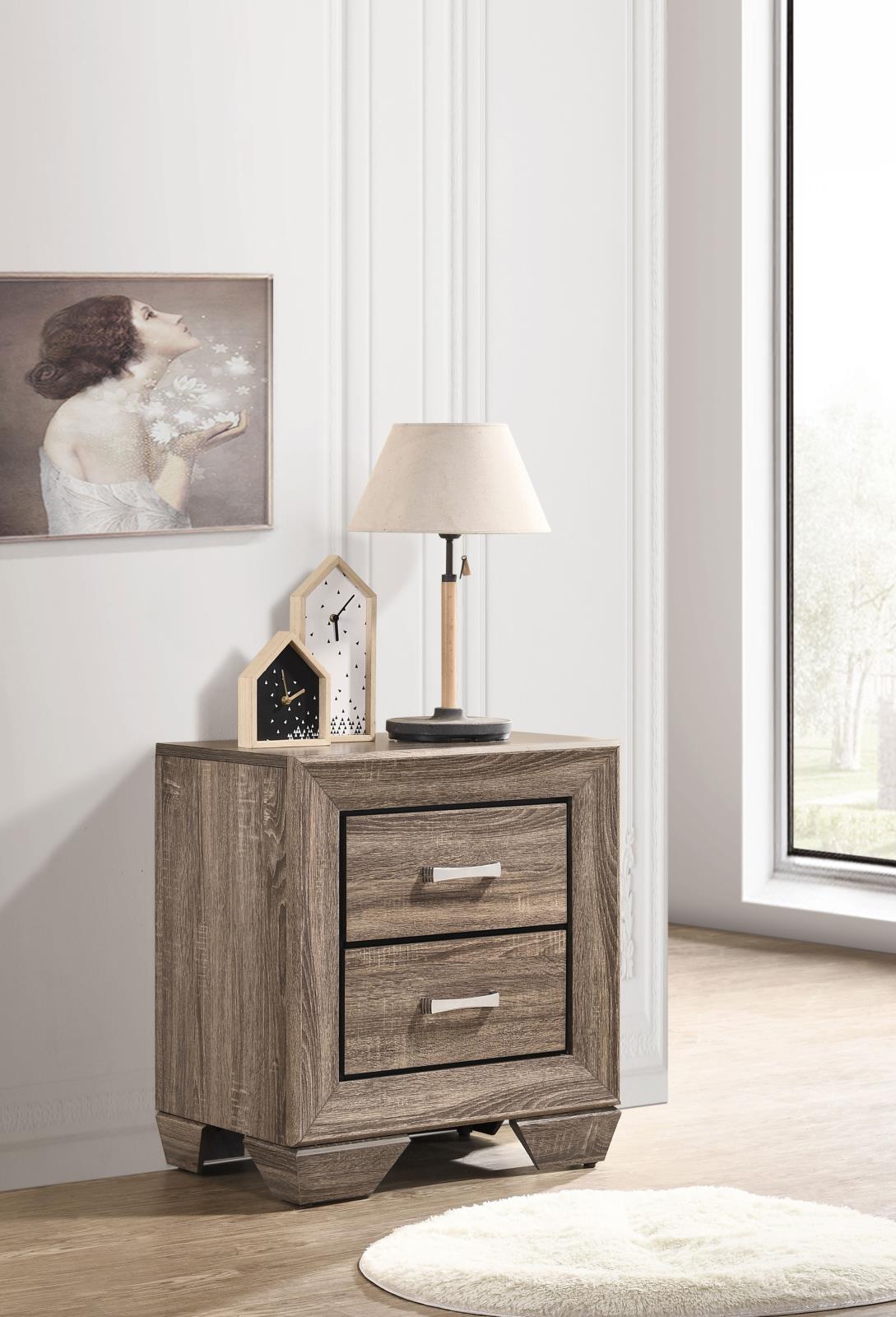 Kauffman Wood Nightstand w/2 Drawers