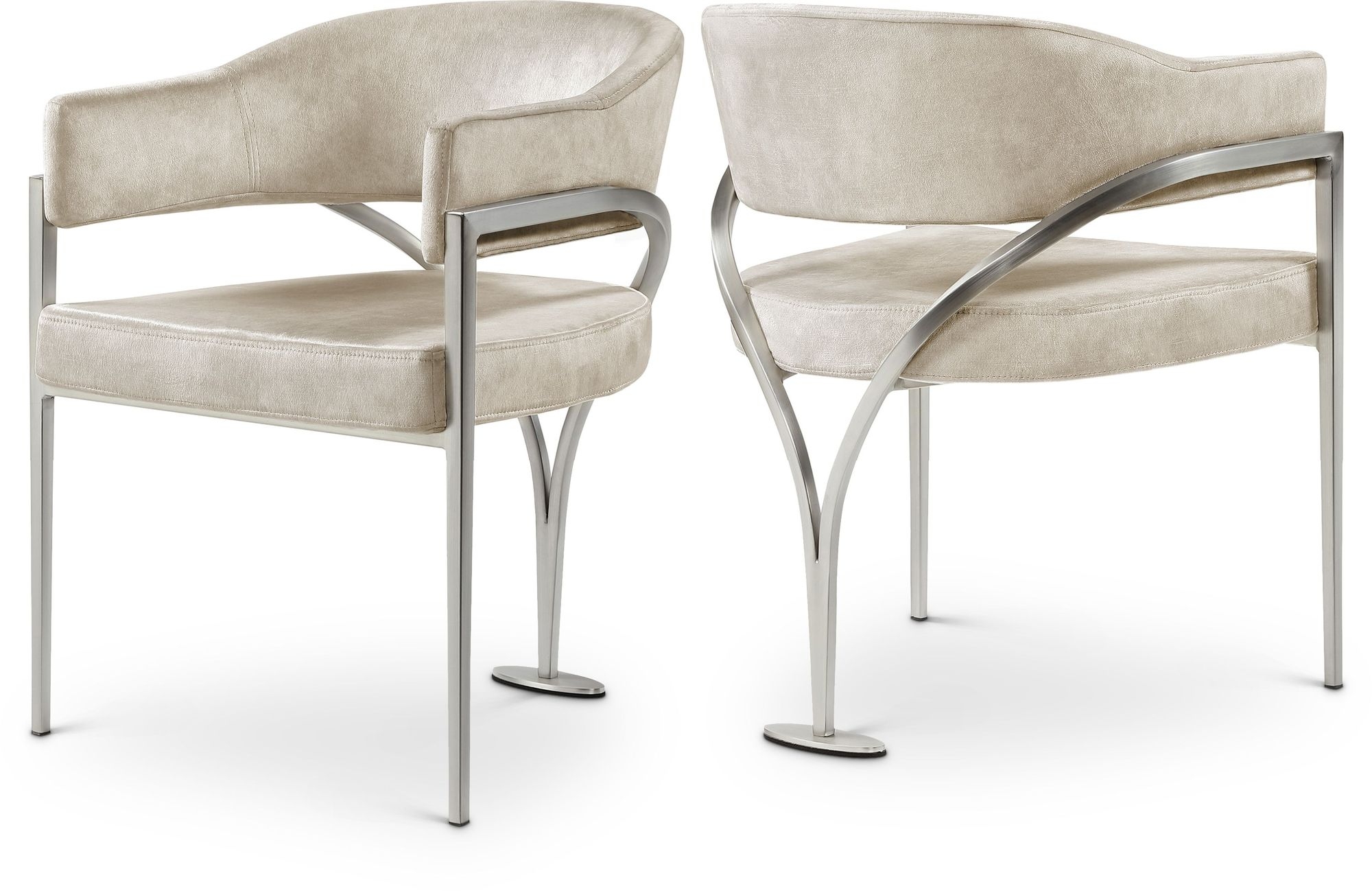 Madelyn Velvet Dining Chair with Brushed Chrome Metal Frame