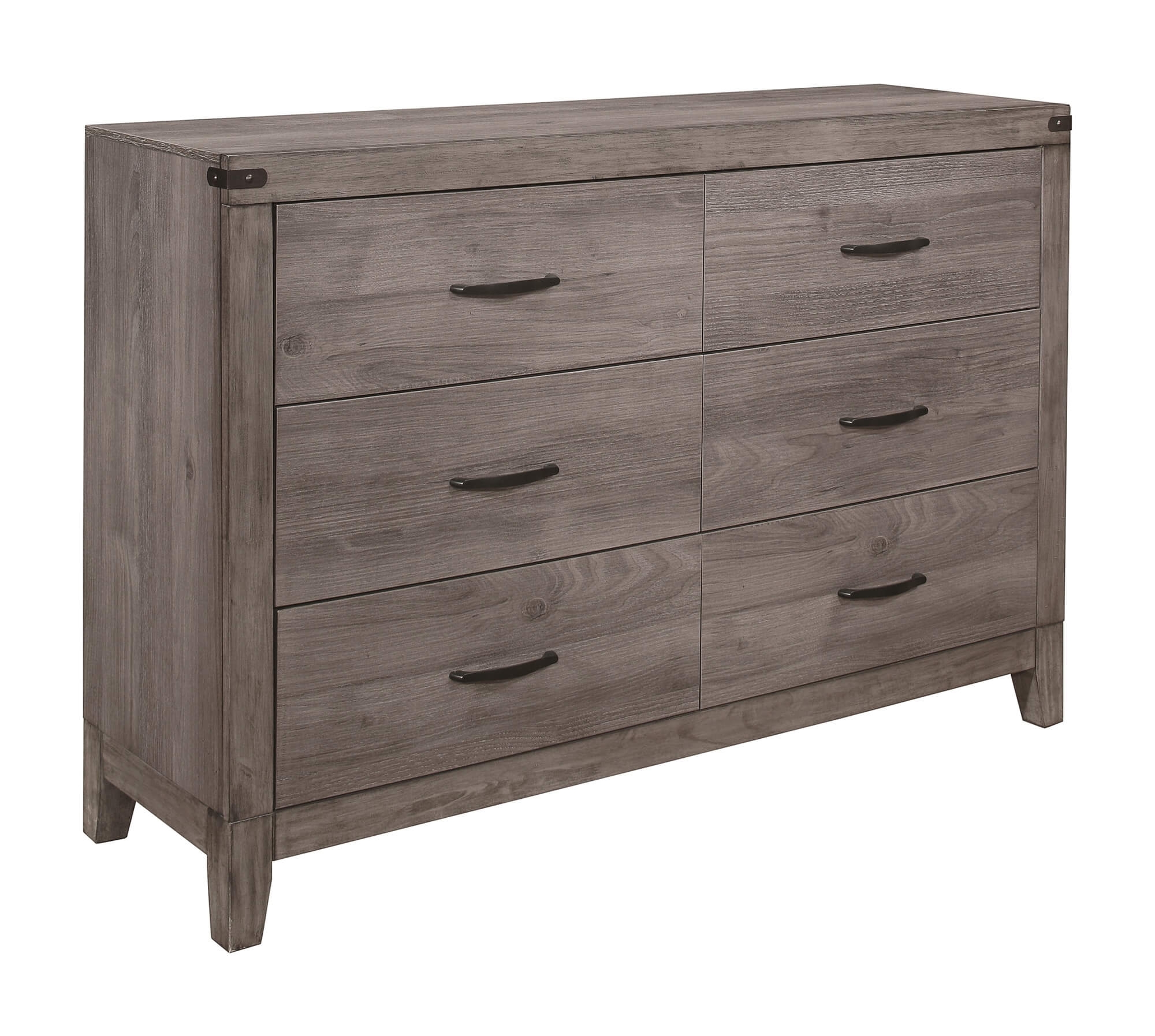 Industrial Design Brownish Gray Finish Dresser Of 6 Drawers Premium 