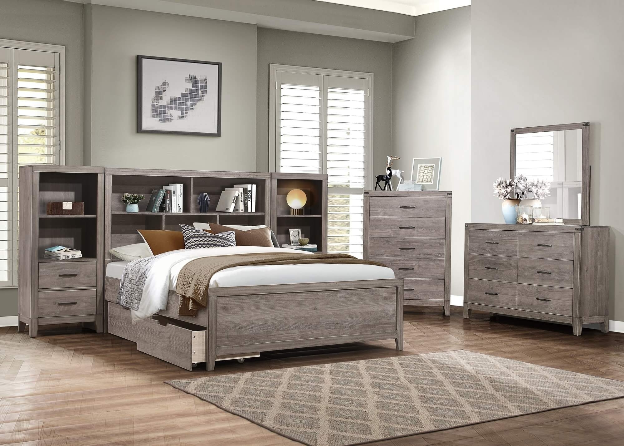 Woodrow Melamine/Wood Headboard Storage Youth Bed