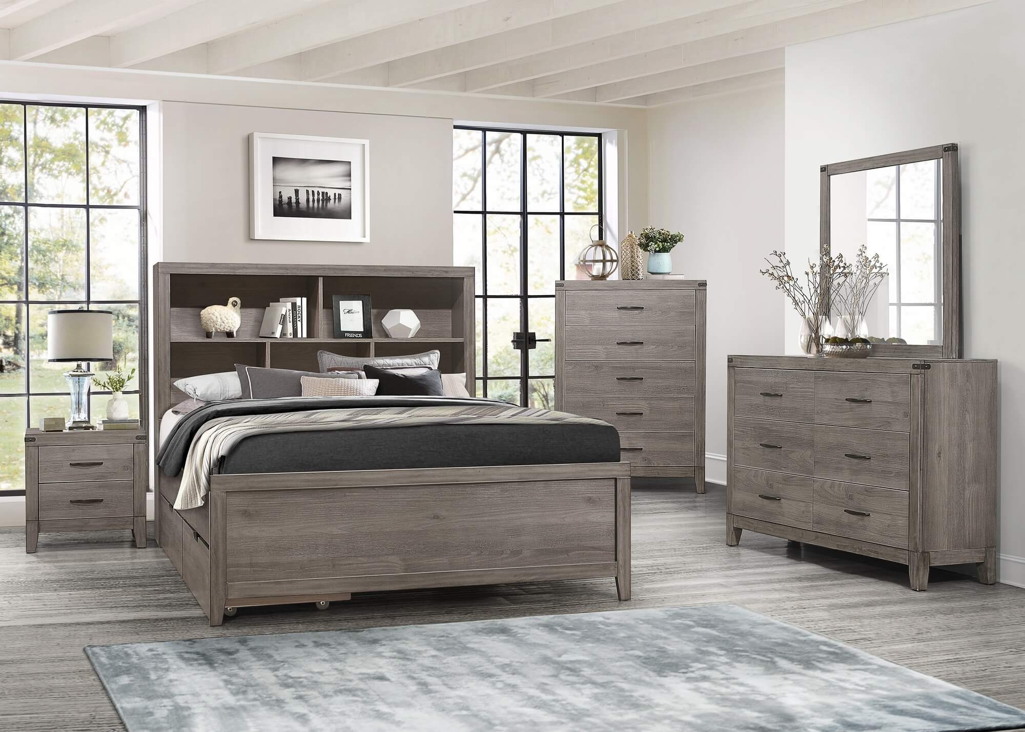 Maude Dark-Metal Wood Bedroom Set