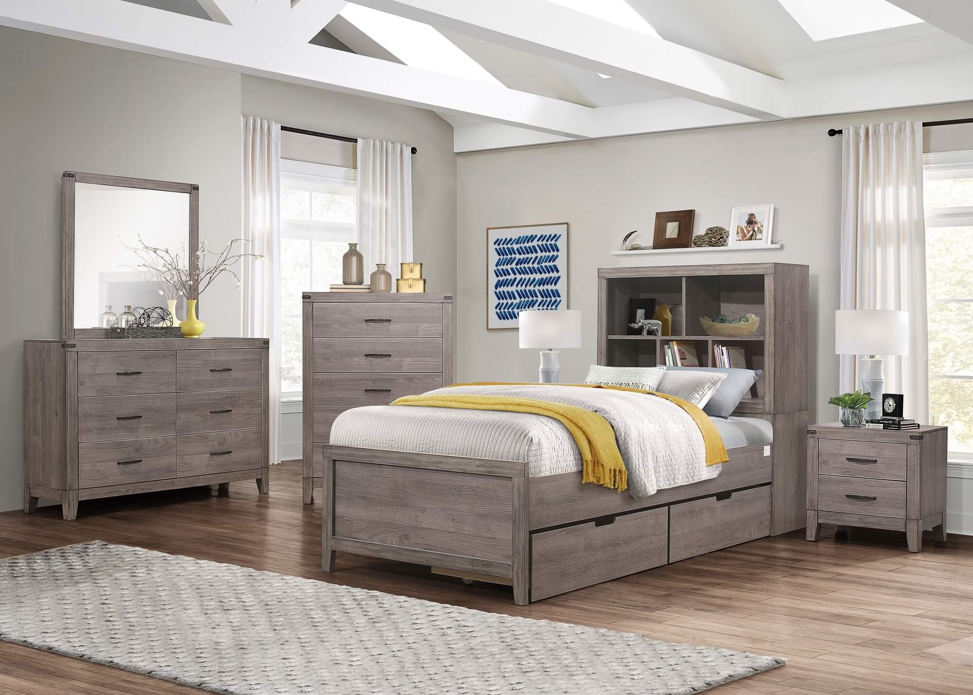 Woodrow Melamine/Wood Headboard Storage Bed, Twin Size
