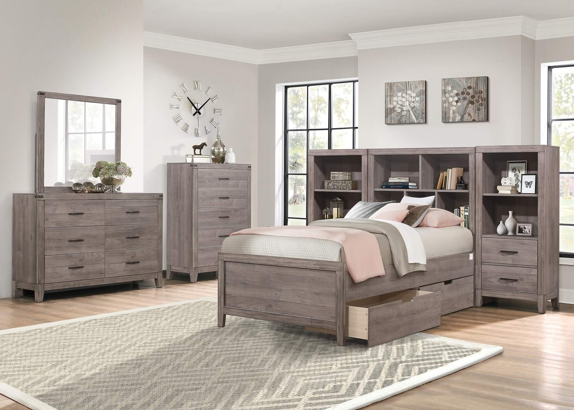 Woodrow Melamine/Wood Headboard Storage Bed, Twin Size