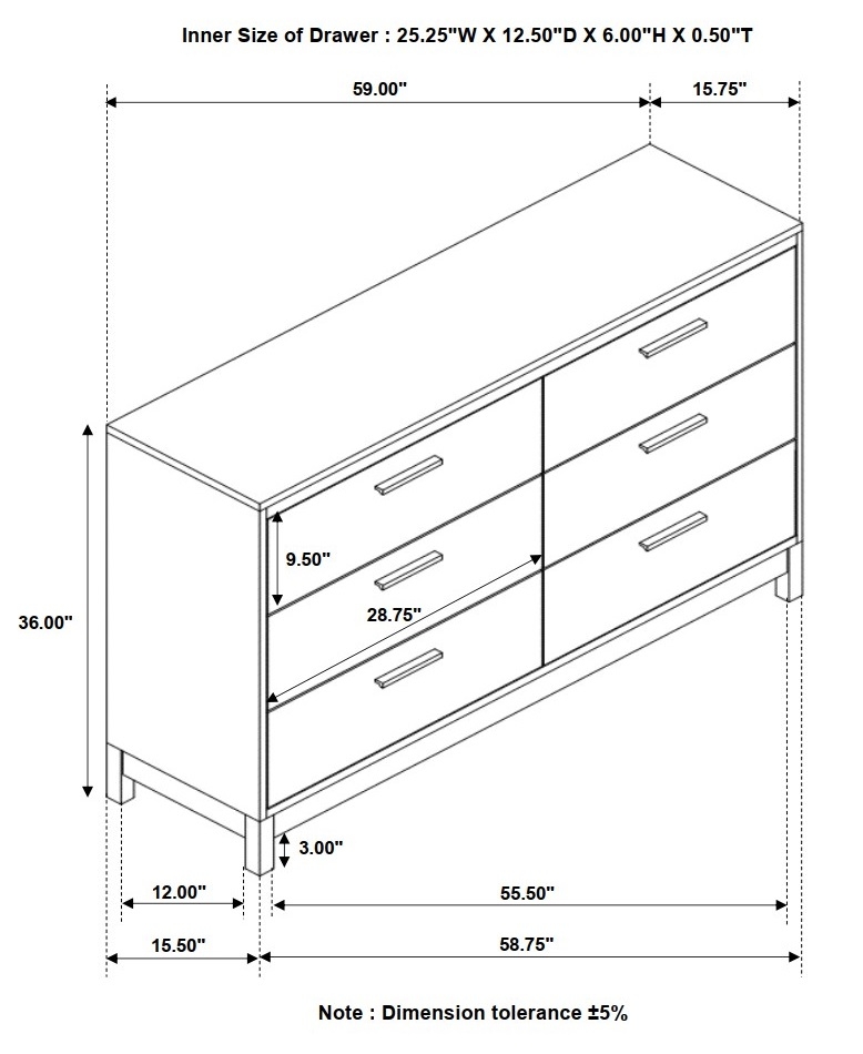 Edmonton Wood Dresser w/6 Dresser