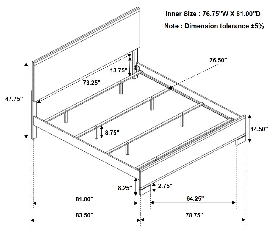 Edmonton Wood Panel Bed, Eastern King Size