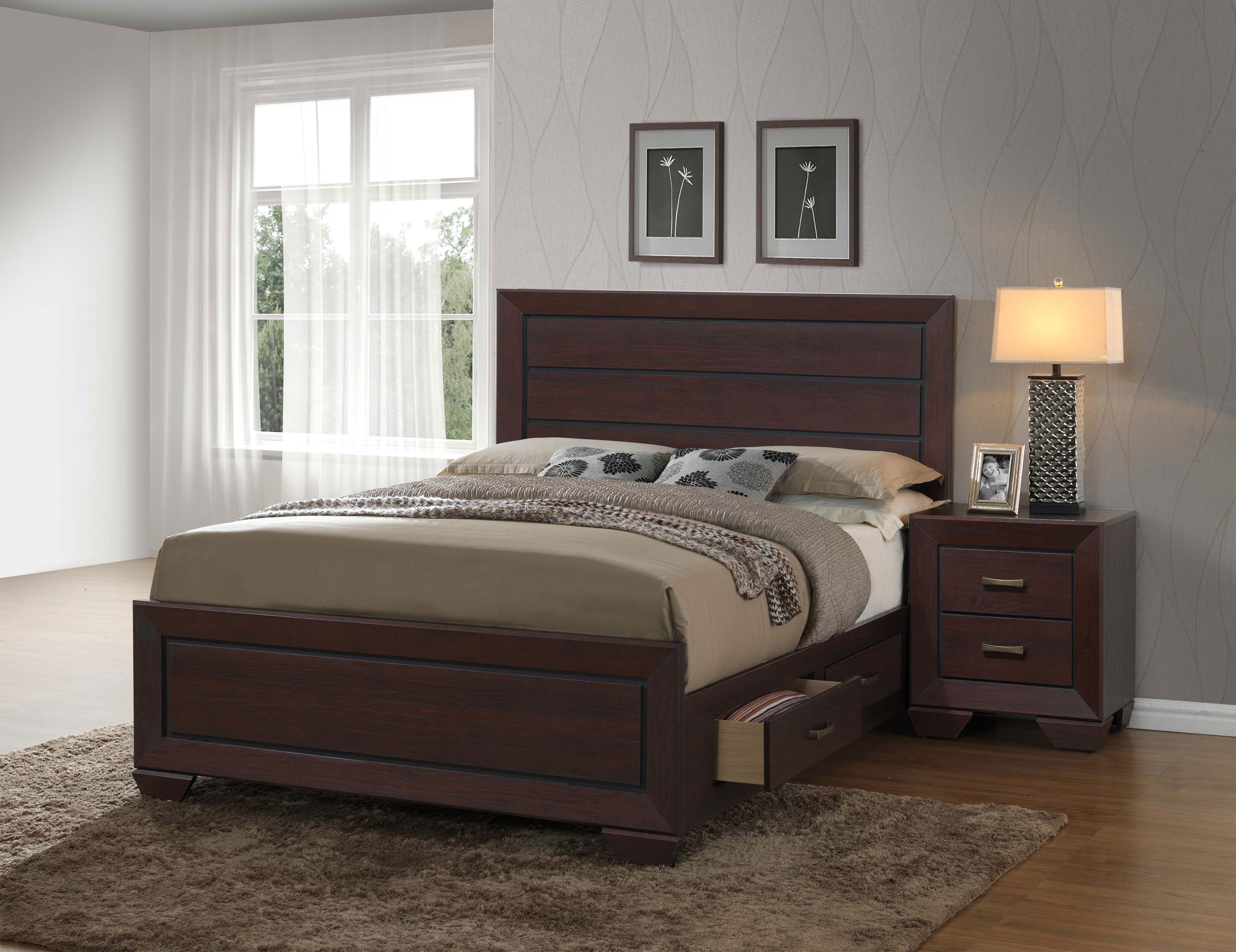 Kauffman Wood Storage Bed, California King Size