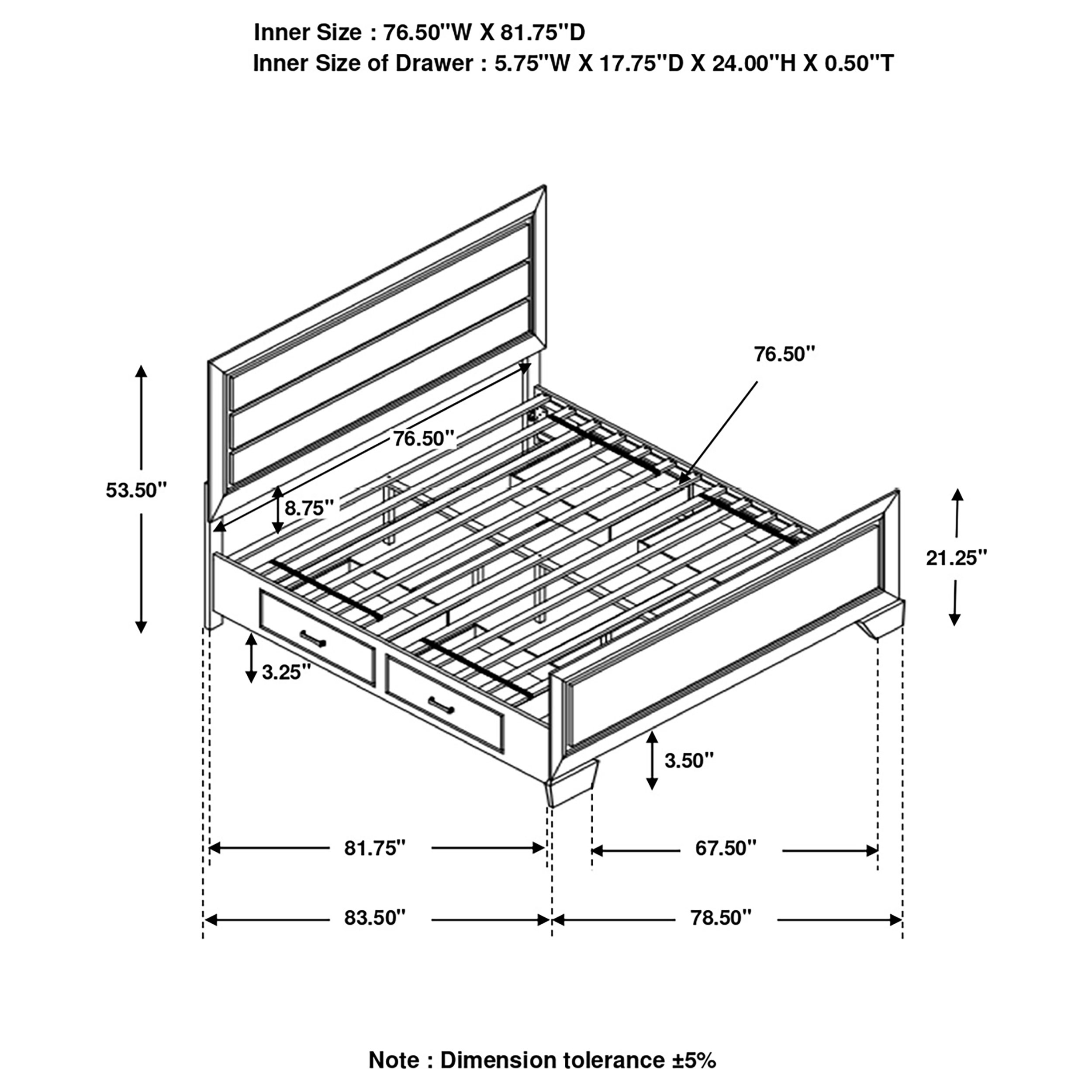Kauffman Wood Storage Bed, Eastern King Size
