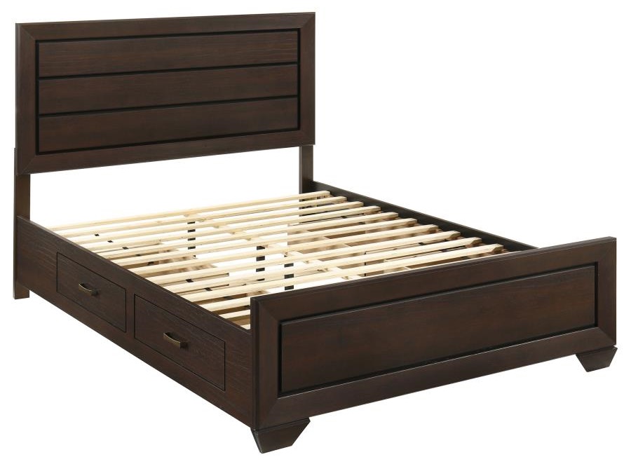 Wood Queen Storage Panel Bed Dark Cocoa