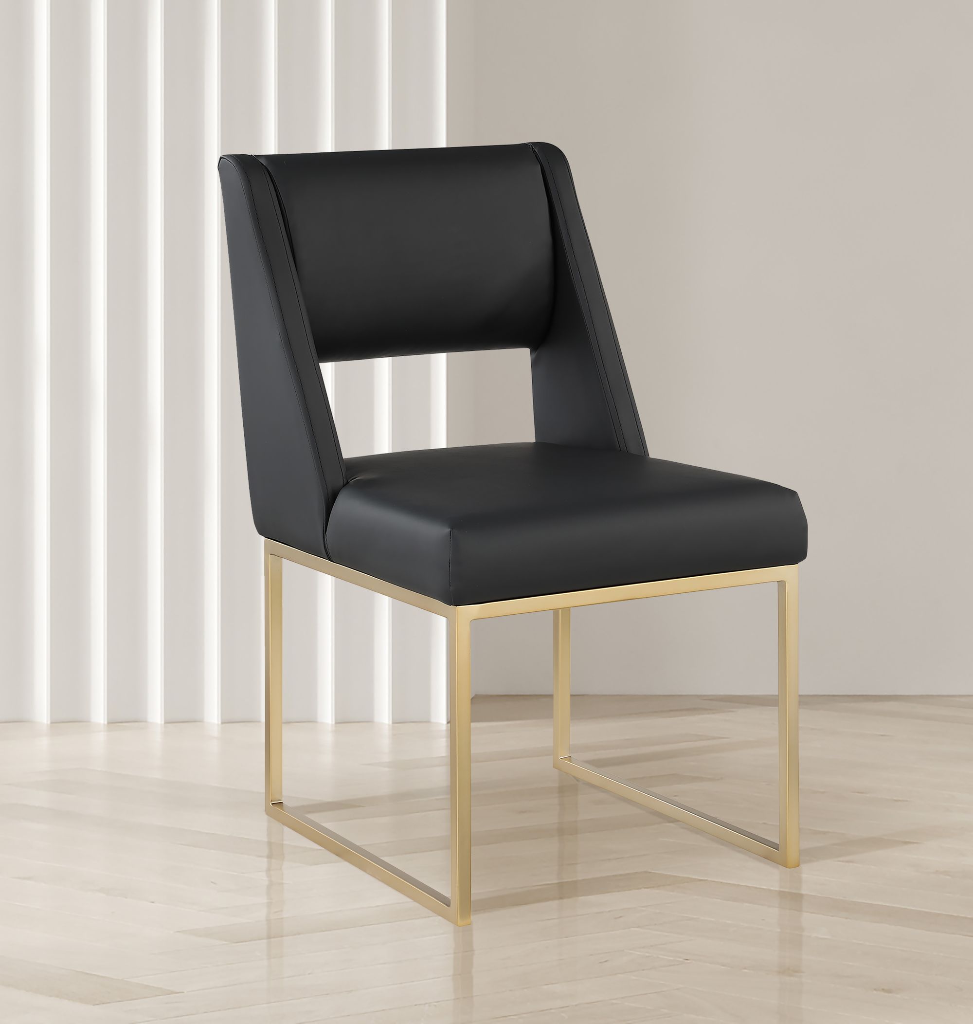 Jayce Faux Leather Dining Chair with Brushed Brass Frame