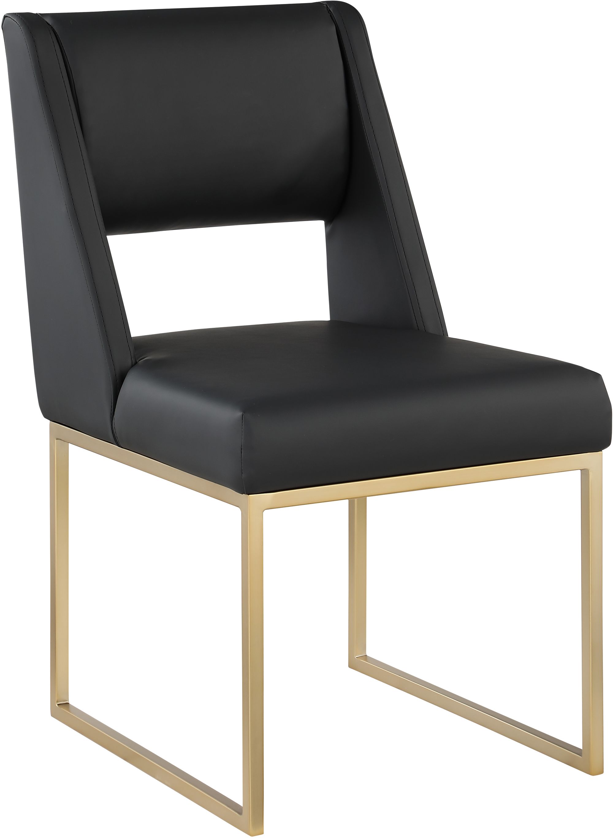 Jayce Faux Leather Dining Chair with Brushed Brass Frame