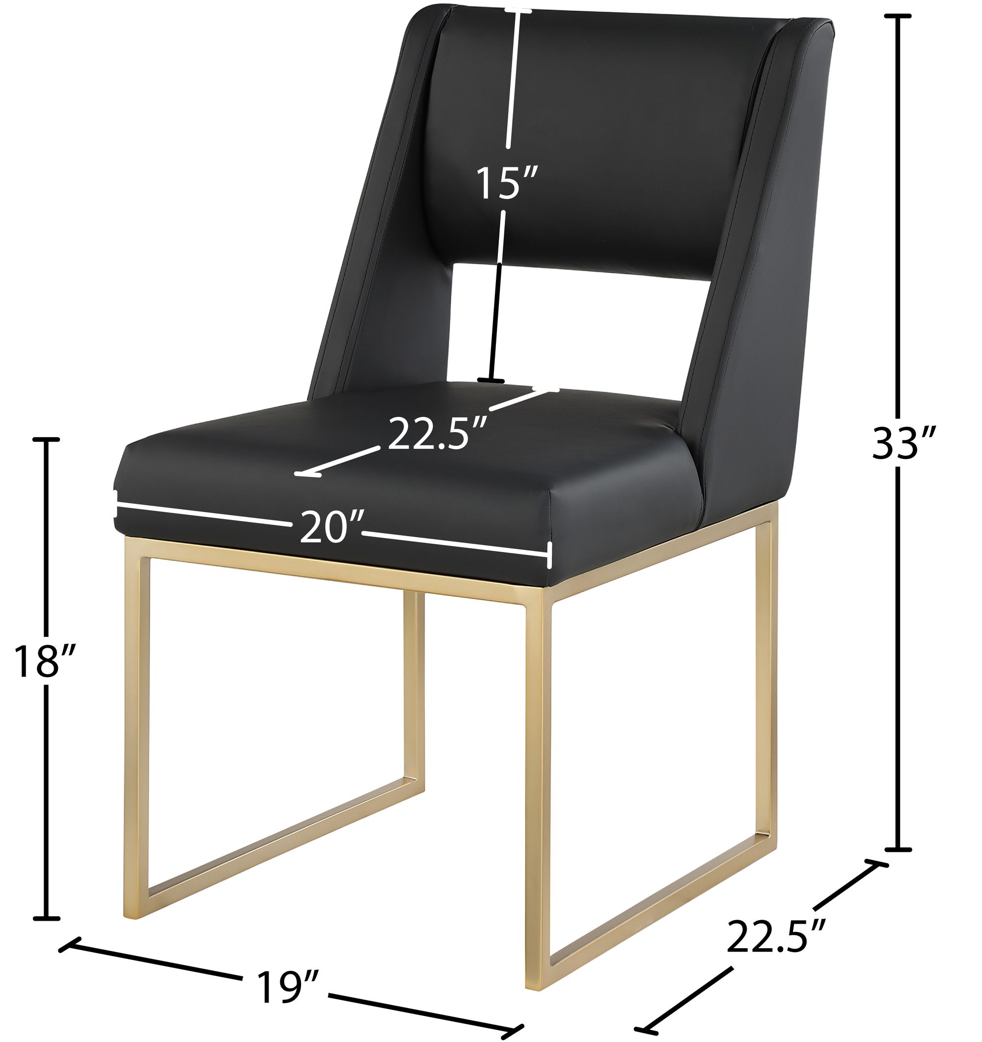 Jayce Faux Leather Dining Chair with Brushed Brass Frame