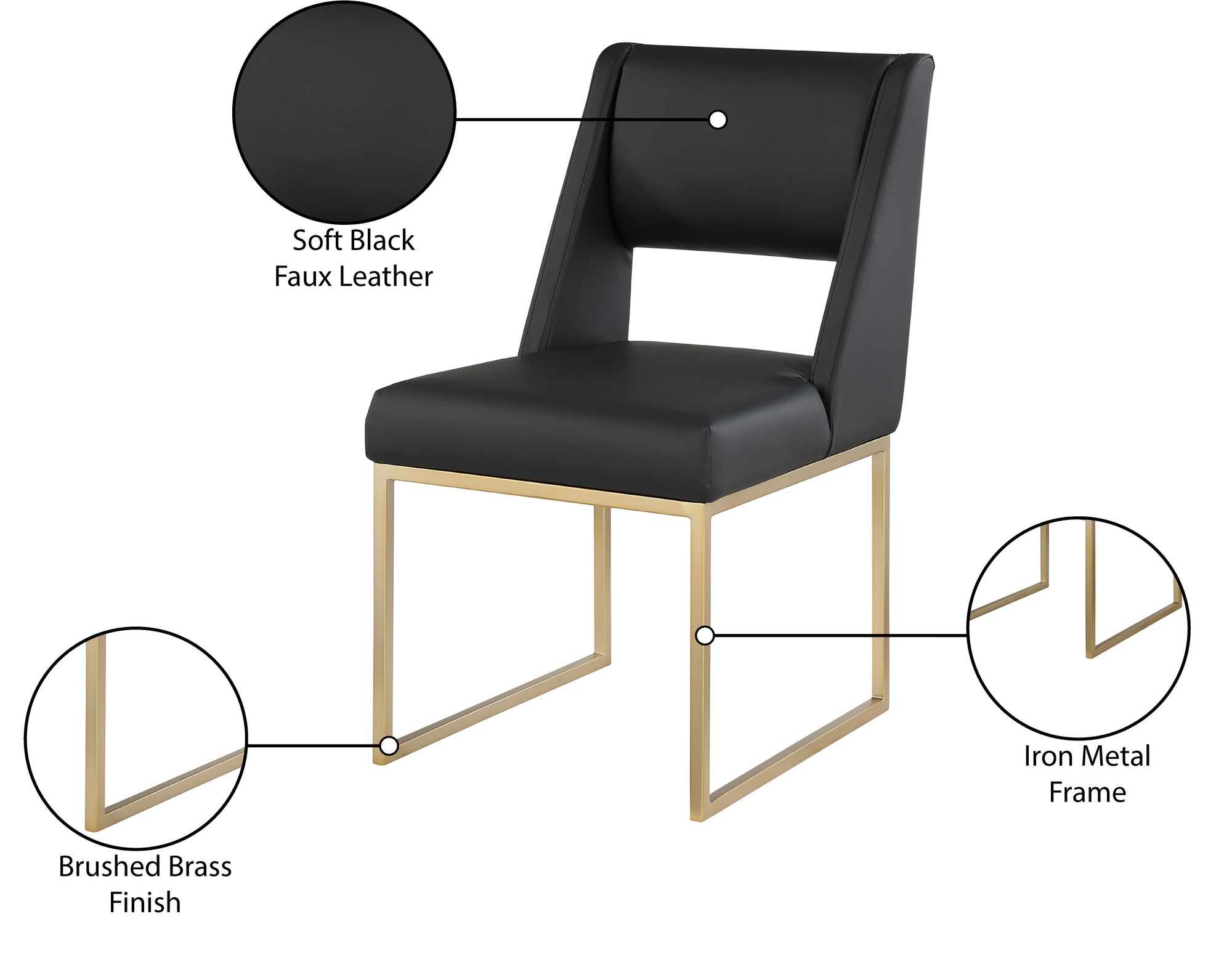 Jayce Faux Leather Dining Chair with Brushed Brass Frame