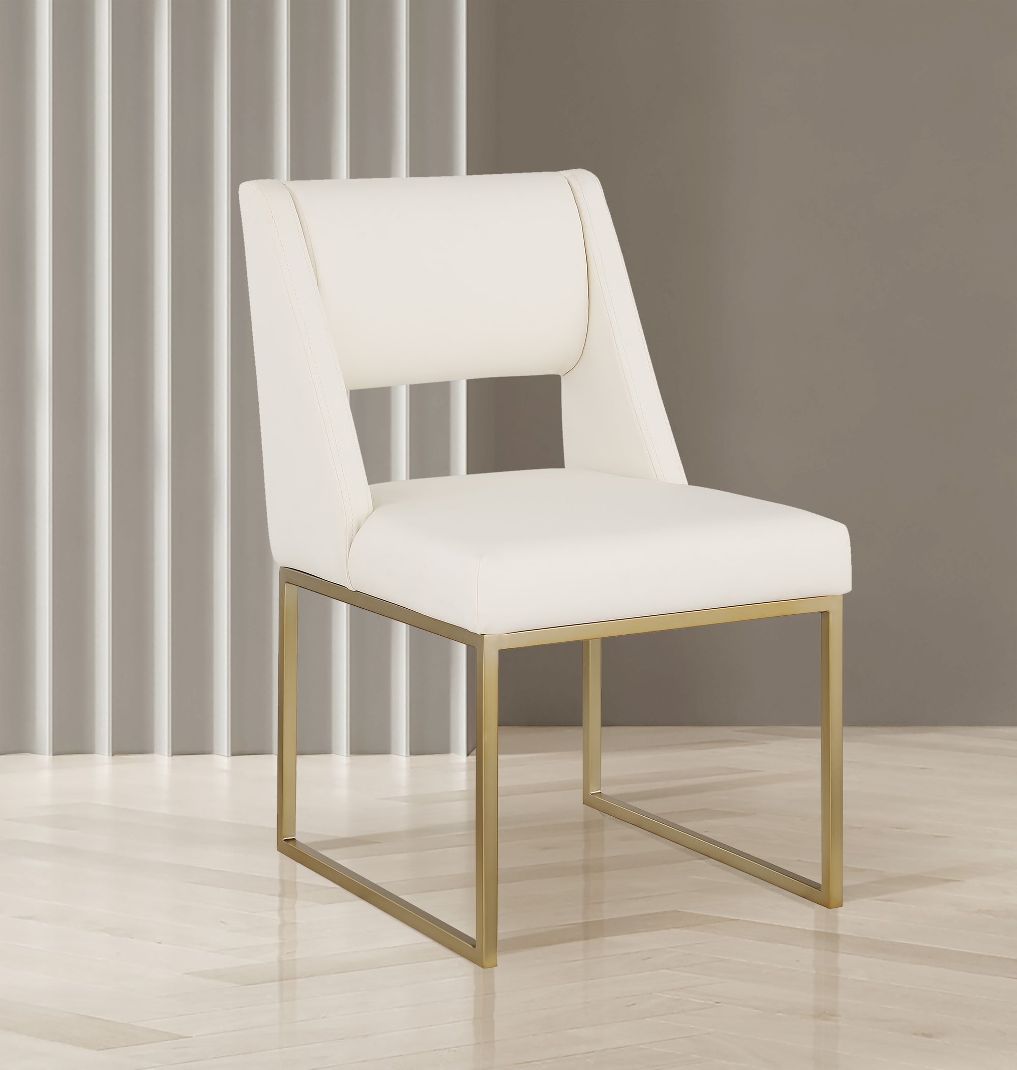 Jayce Faux Leather Dining Chair with Brushed Brass Frame
