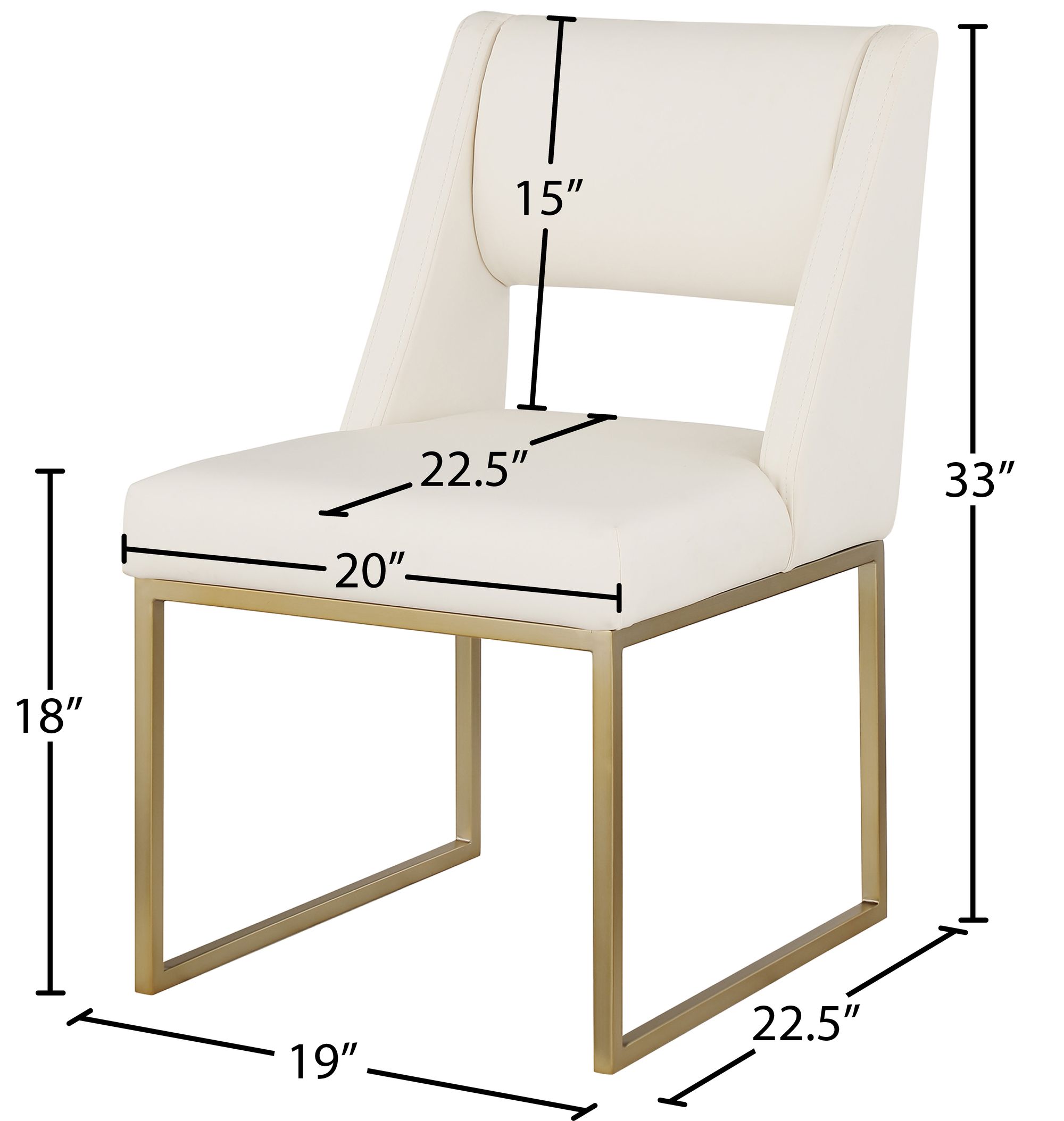 Jayce Faux Leather Dining Chair with Brushed Brass Frame