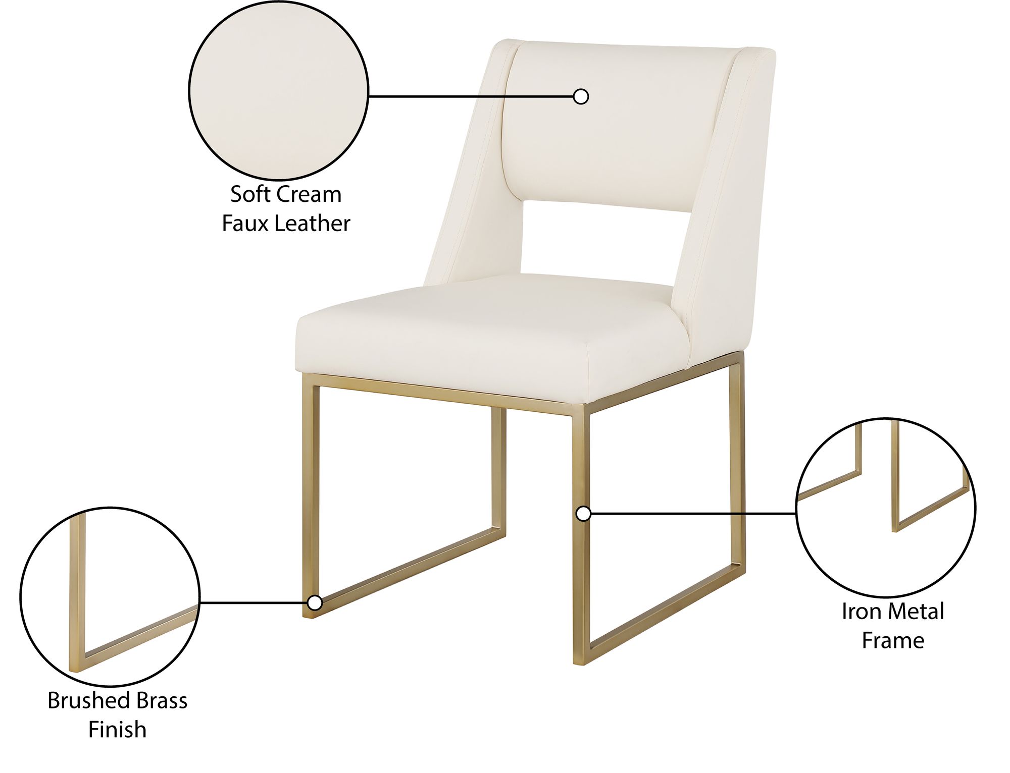 Jayce Faux Leather Dining Chair with Brushed Brass Frame