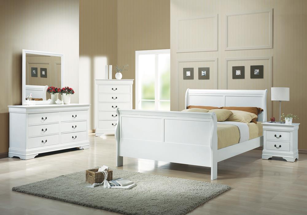 Louis Philippe Wood Sleigh Panel Bed, Full Size