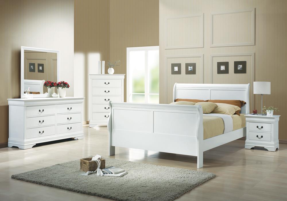 Louis Philippe Wood Sleigh Panel Bed, Queen Size