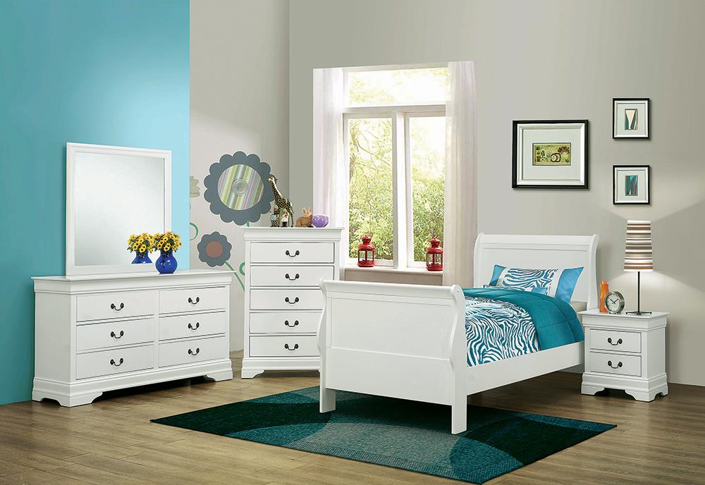 Louis Philippe Wood Sleigh Panel Bed, Twin Size