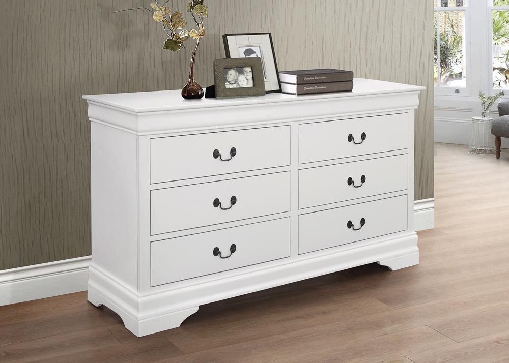 Louis Philippe Wood Double Dresser w/6 Drawers