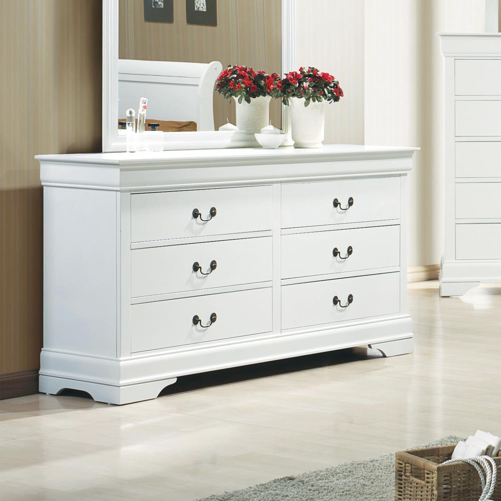 Louis Philippe Wood Double Dresser w/6 Drawers