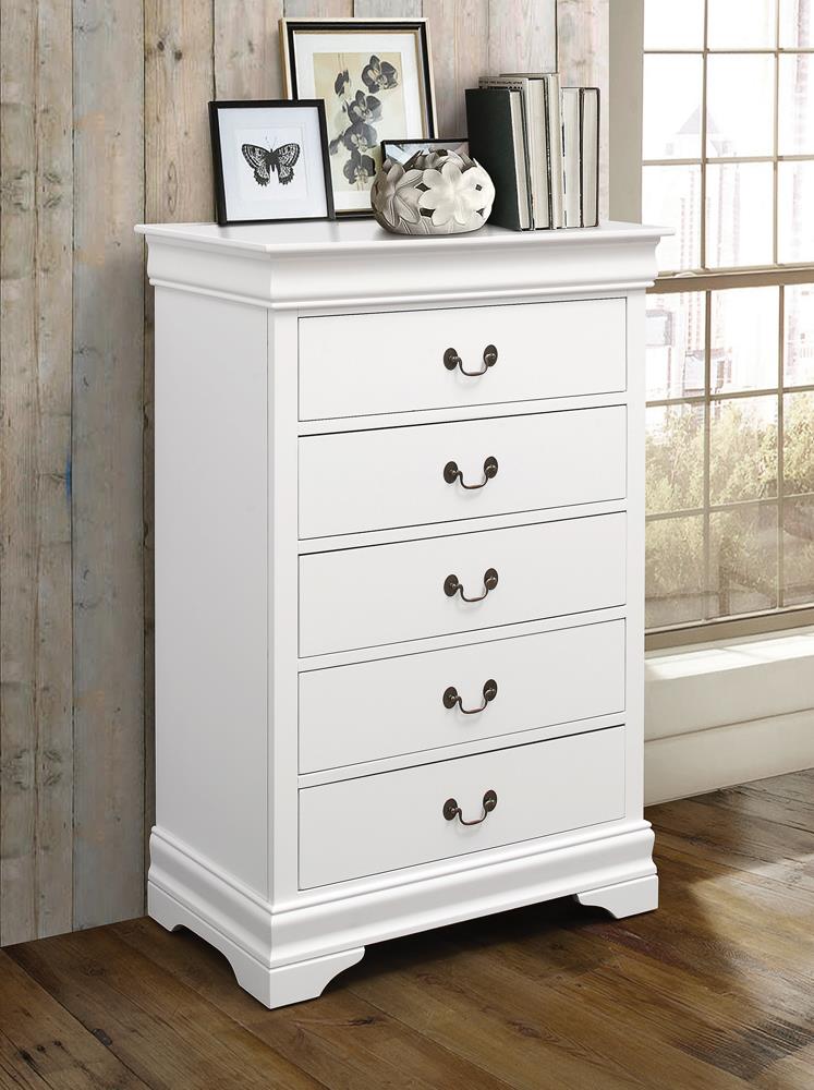 Louis Philippe Wood Chest w/5 Drawers