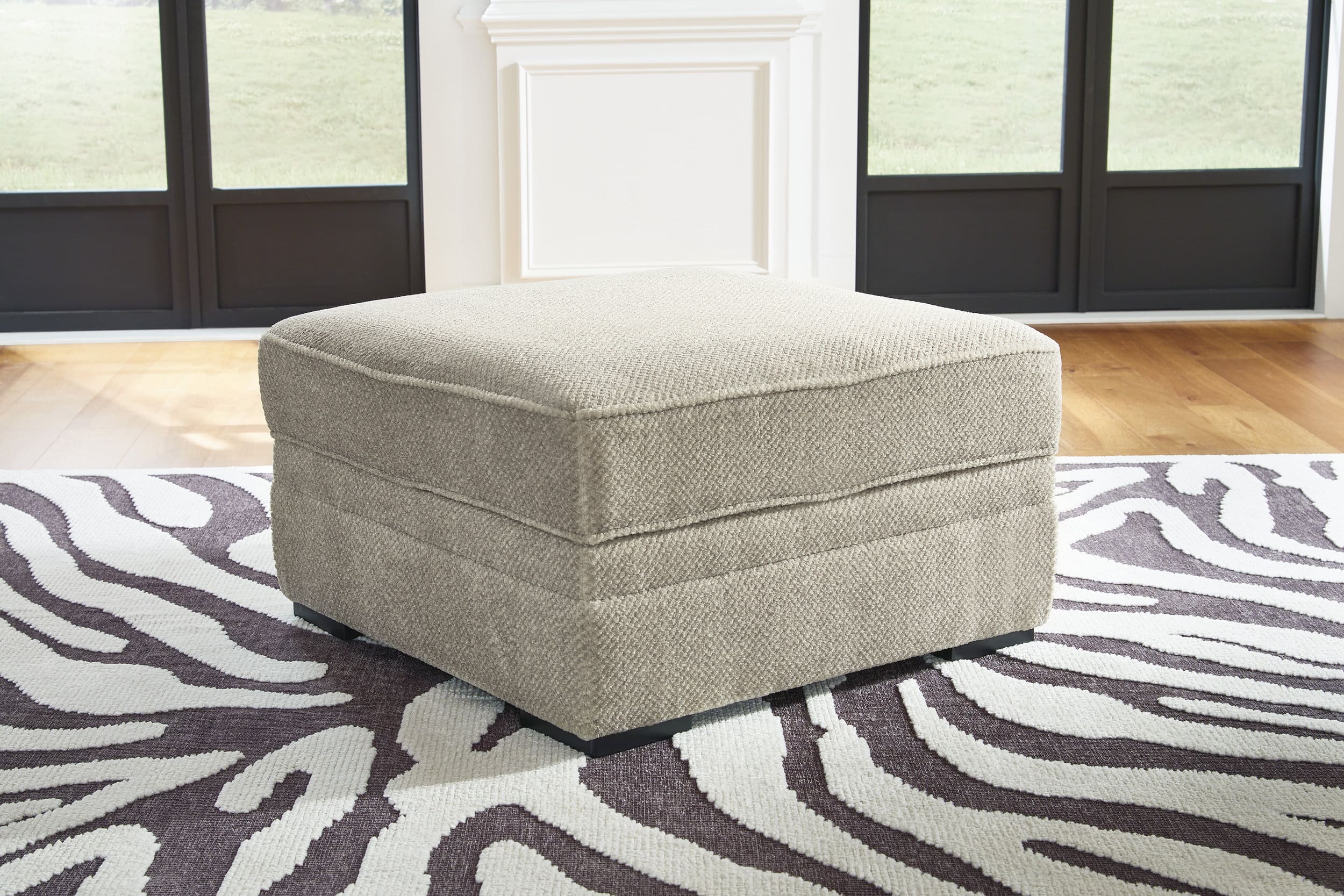 Calnita 36" Square Storage Ottoman - Sisal Beige Fabric & Flip Top