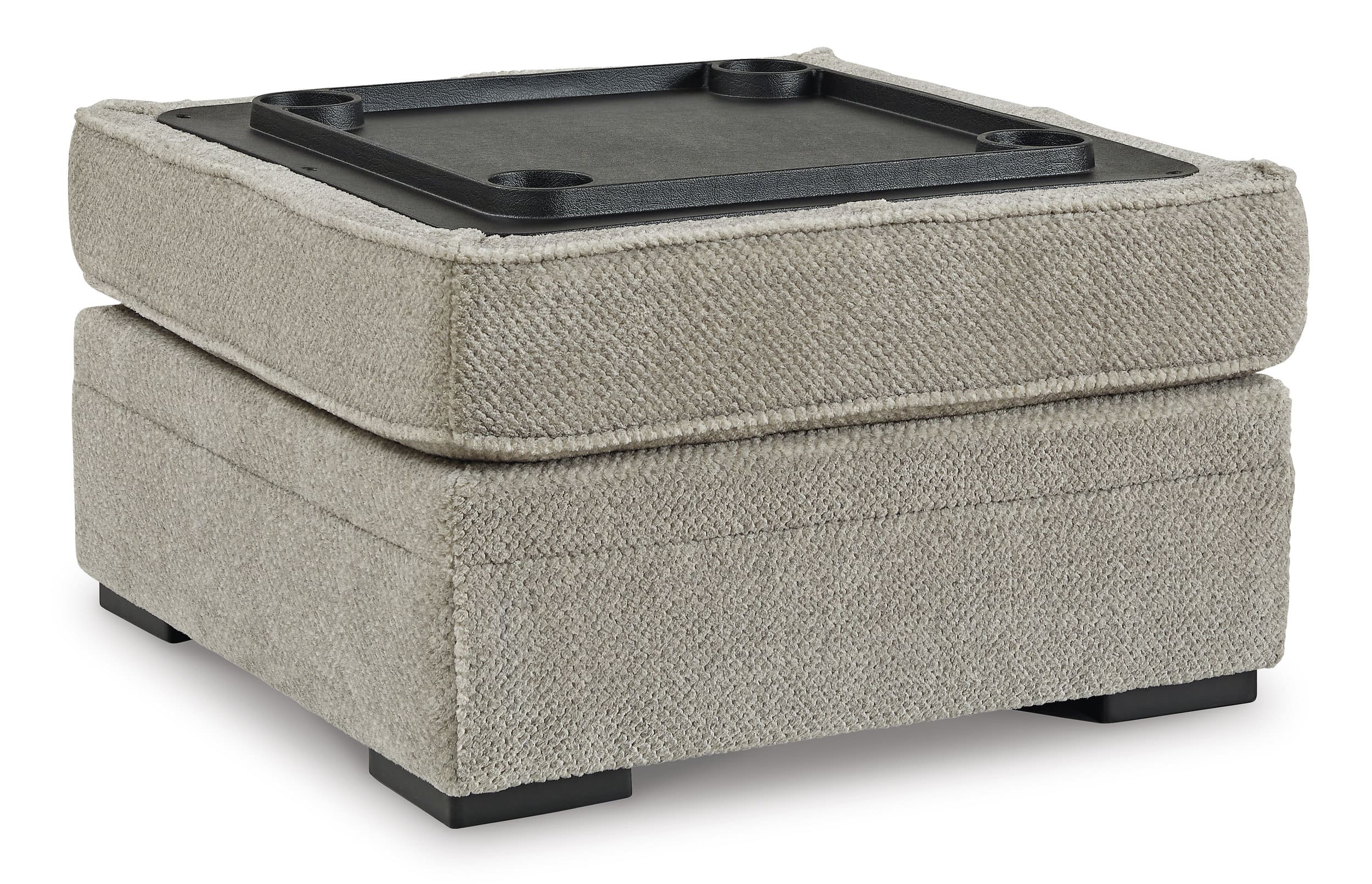 Calnita 36" Square Storage Ottoman - Sisal Beige Fabric & Flip Top