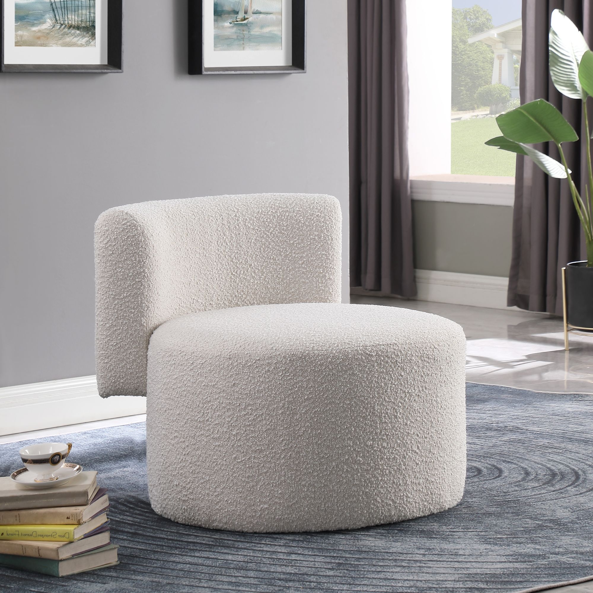 Como Boucle Fabric Accent Chair