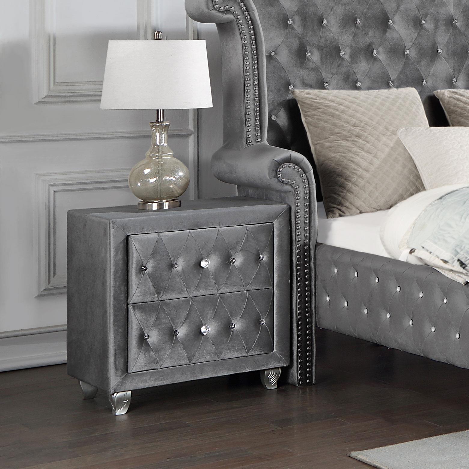 Deanna Velvet Nightstand w/2 Drawers