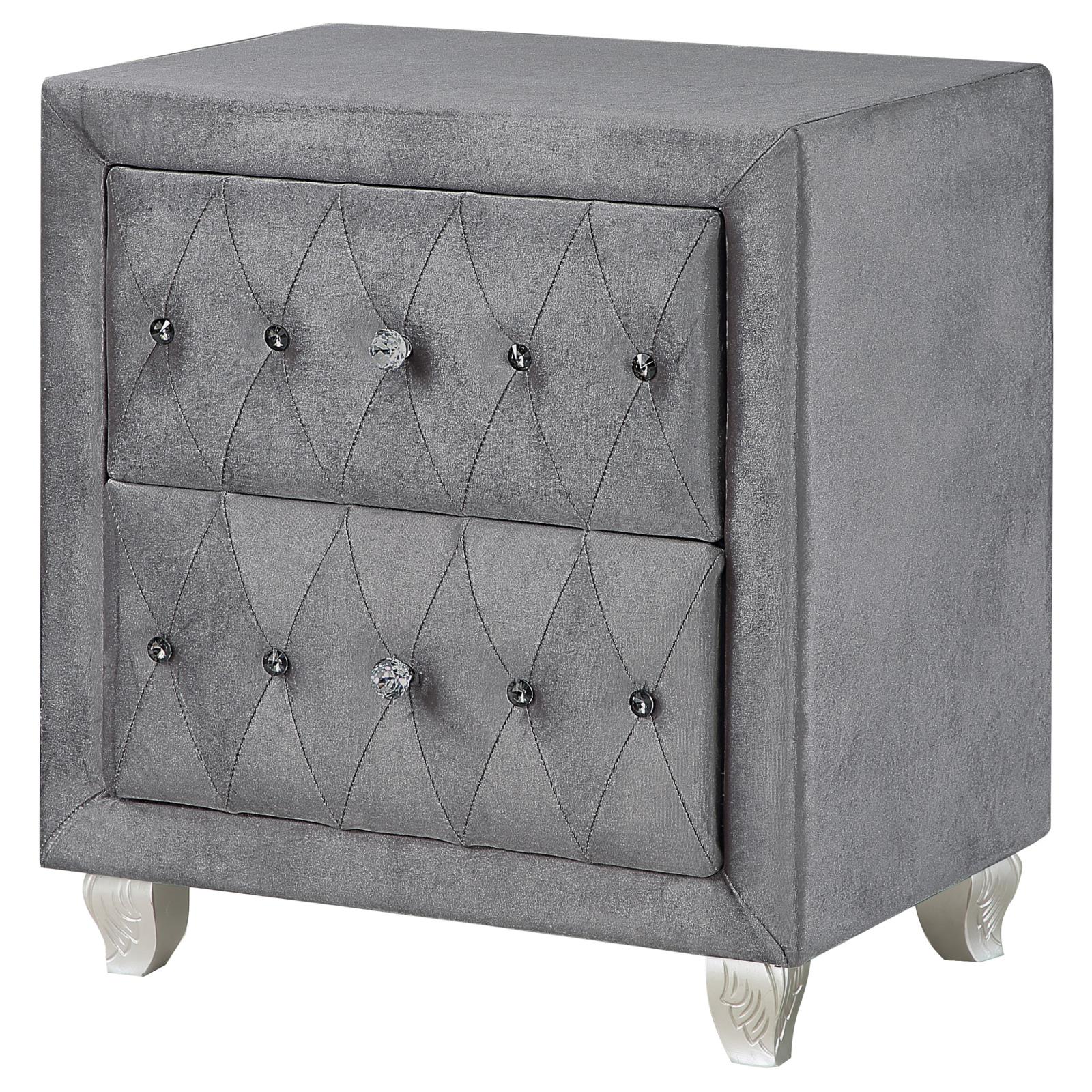 Deanna Velvet Nightstand w/2 Drawers