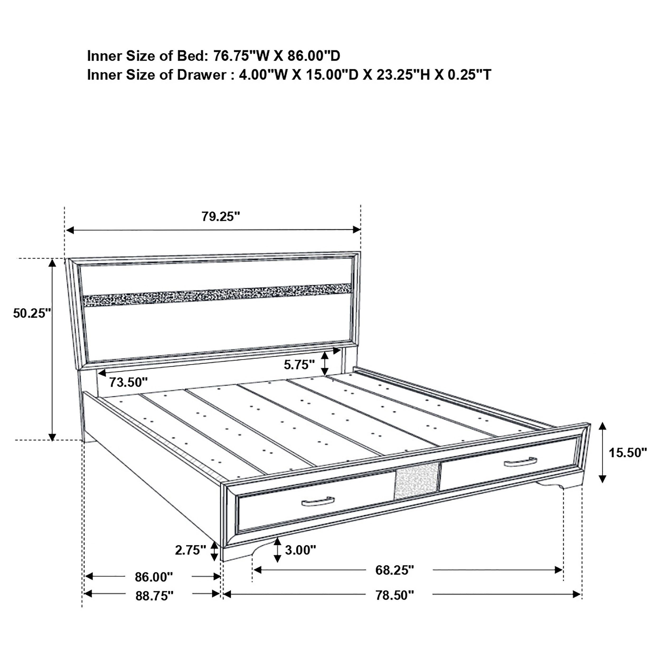 Miranda Wood Platform Storage Bed, California King Size