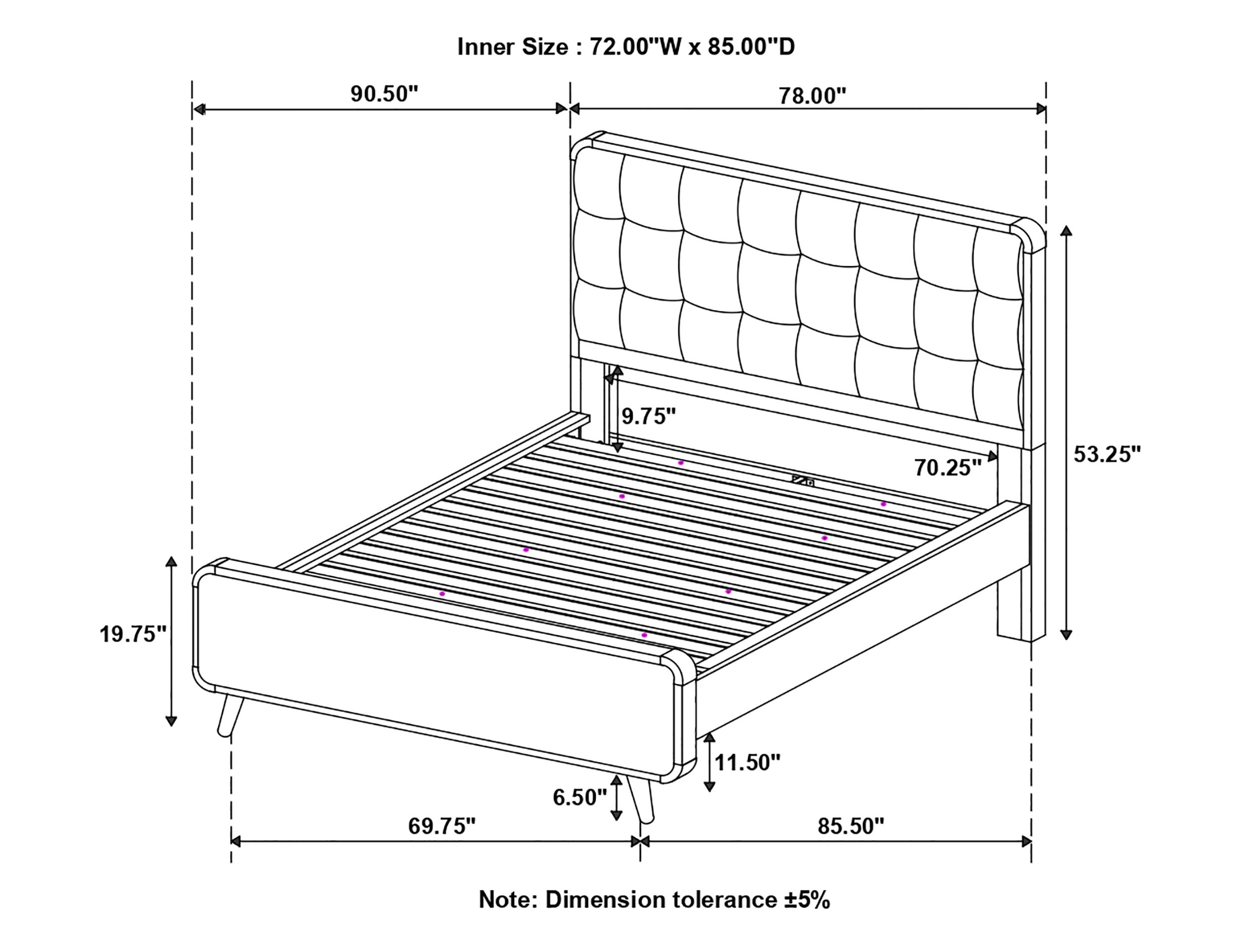Robyn Fabric/Wood Bed, California King Size