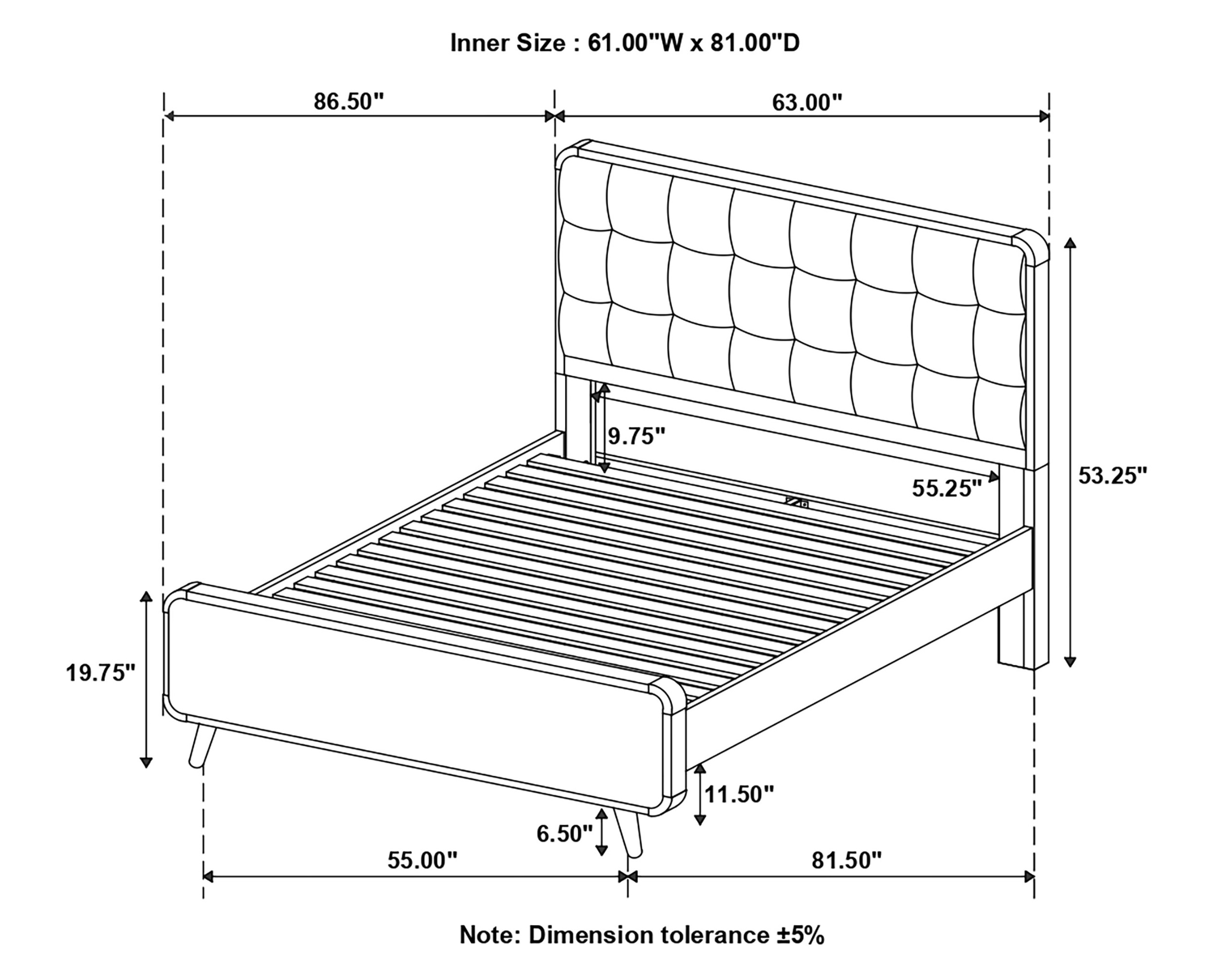 Robyn Fabric/Wood Platform Bedroom Set
