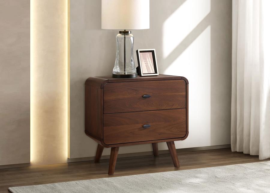 Robyn Wood Nightstand w/2 Drawers & Dual USB