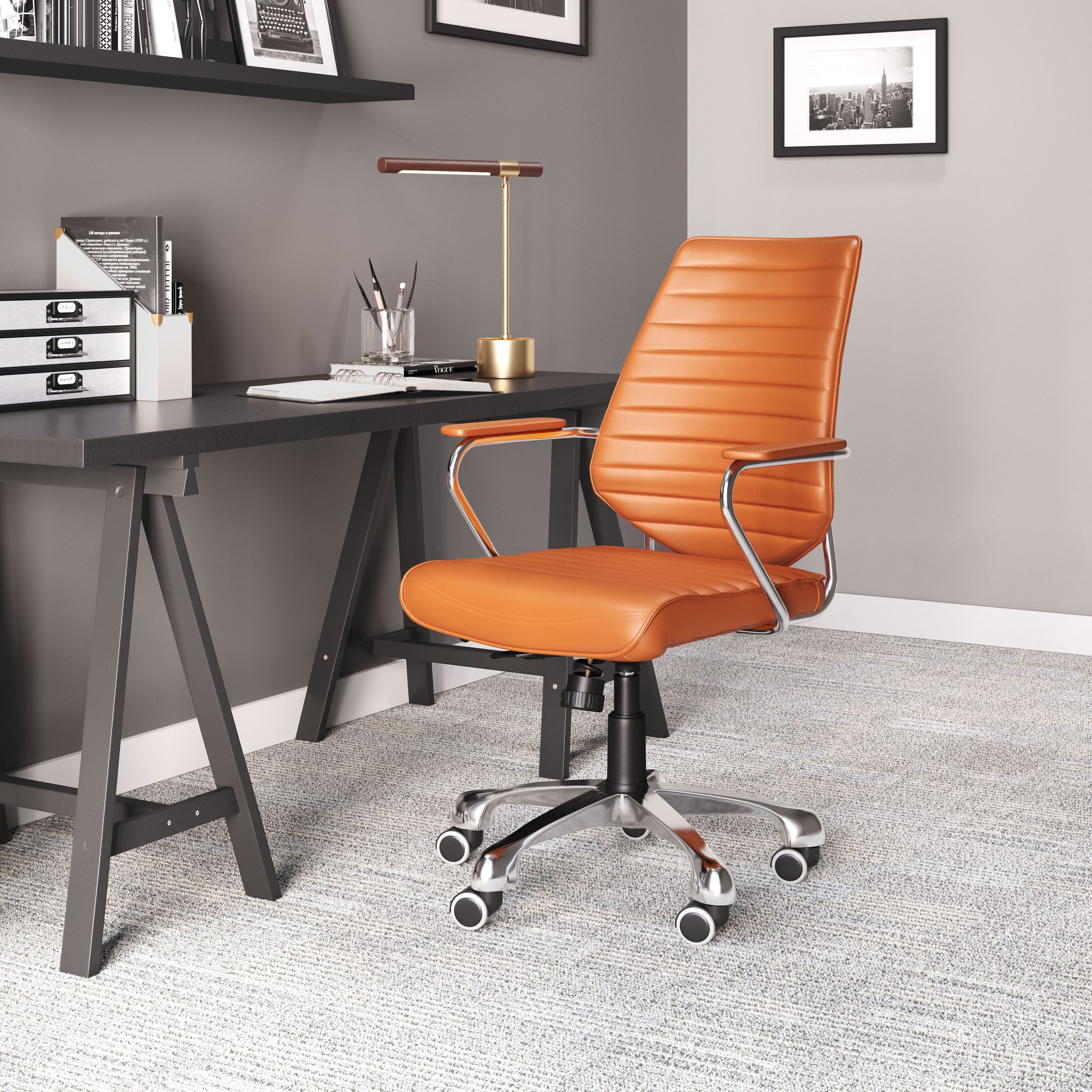 Enterprise Leatherette Adjustable Height Office Chair w/Low Back