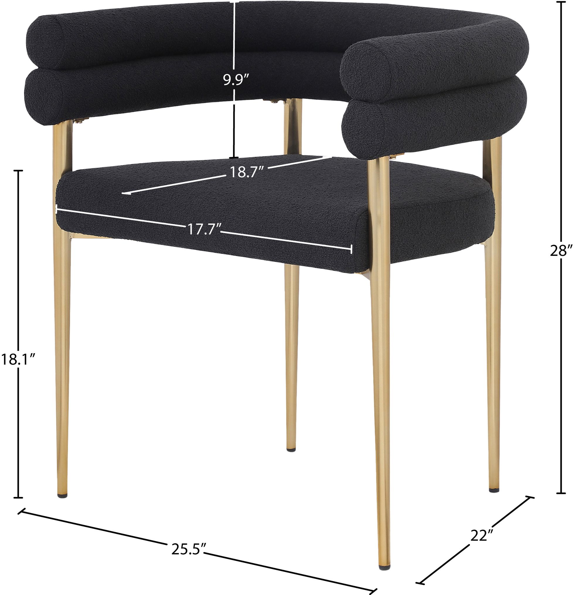 Brielle Boucle Fabric Dining Chair with Brushed Brass Base