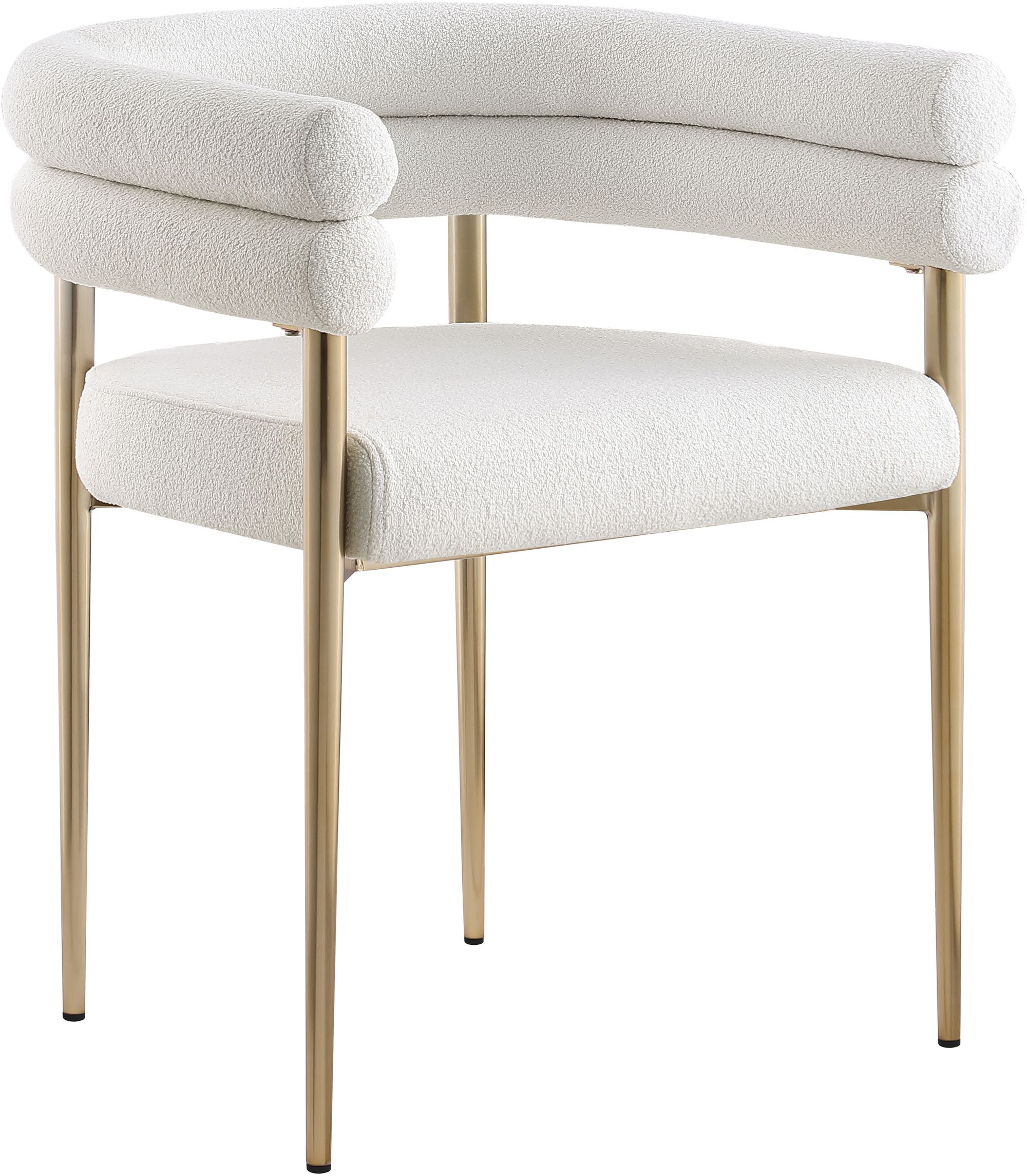 Brielle Boucle Fabric Dining Chair with Brushed Brass Base