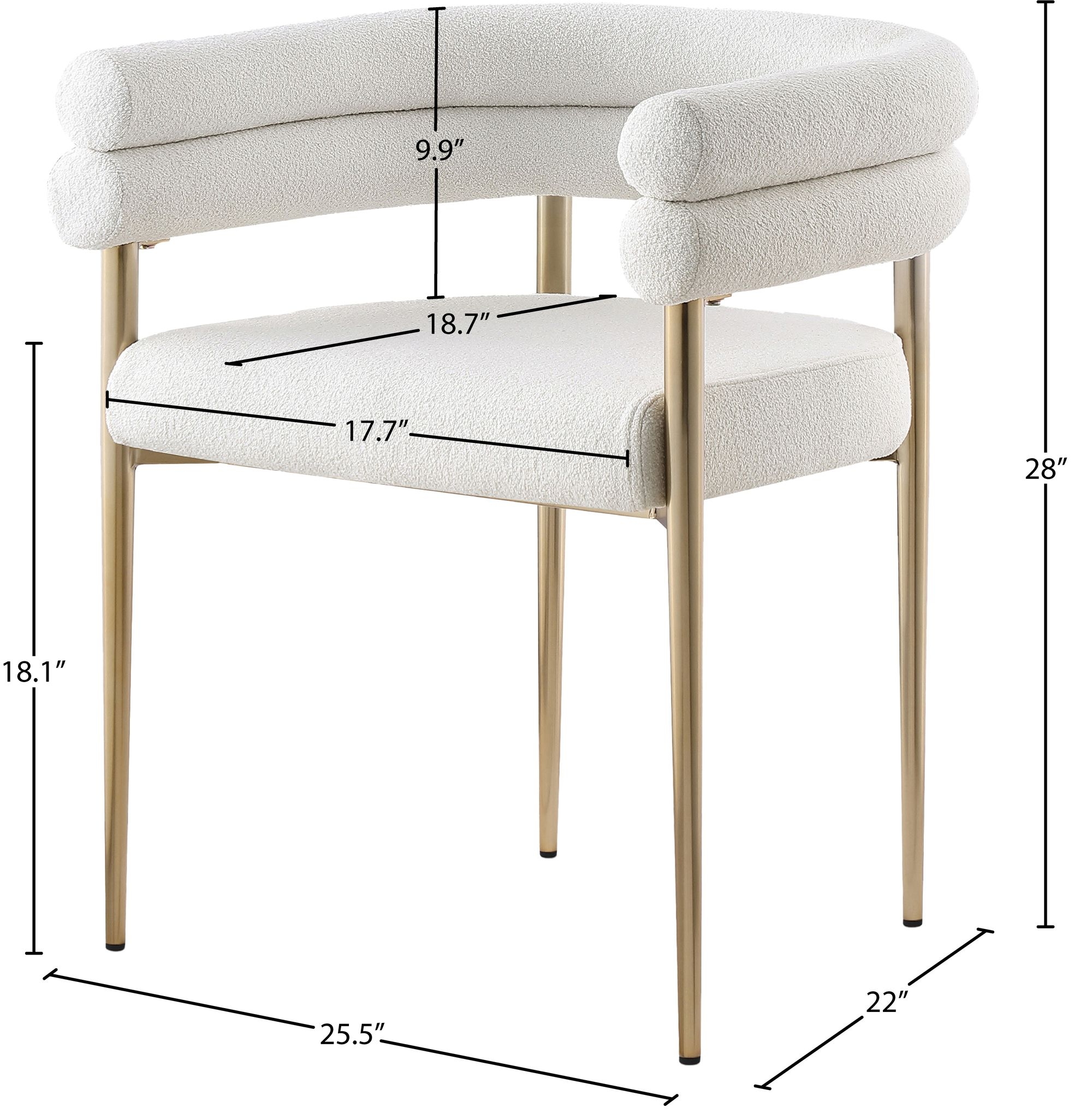 Brielle Boucle Fabric Dining Chair with Brushed Brass Base
