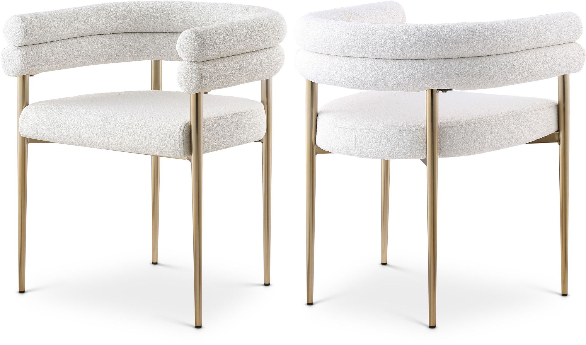 Brielle Boucle Fabric Dining Chair with Brushed Brass Base