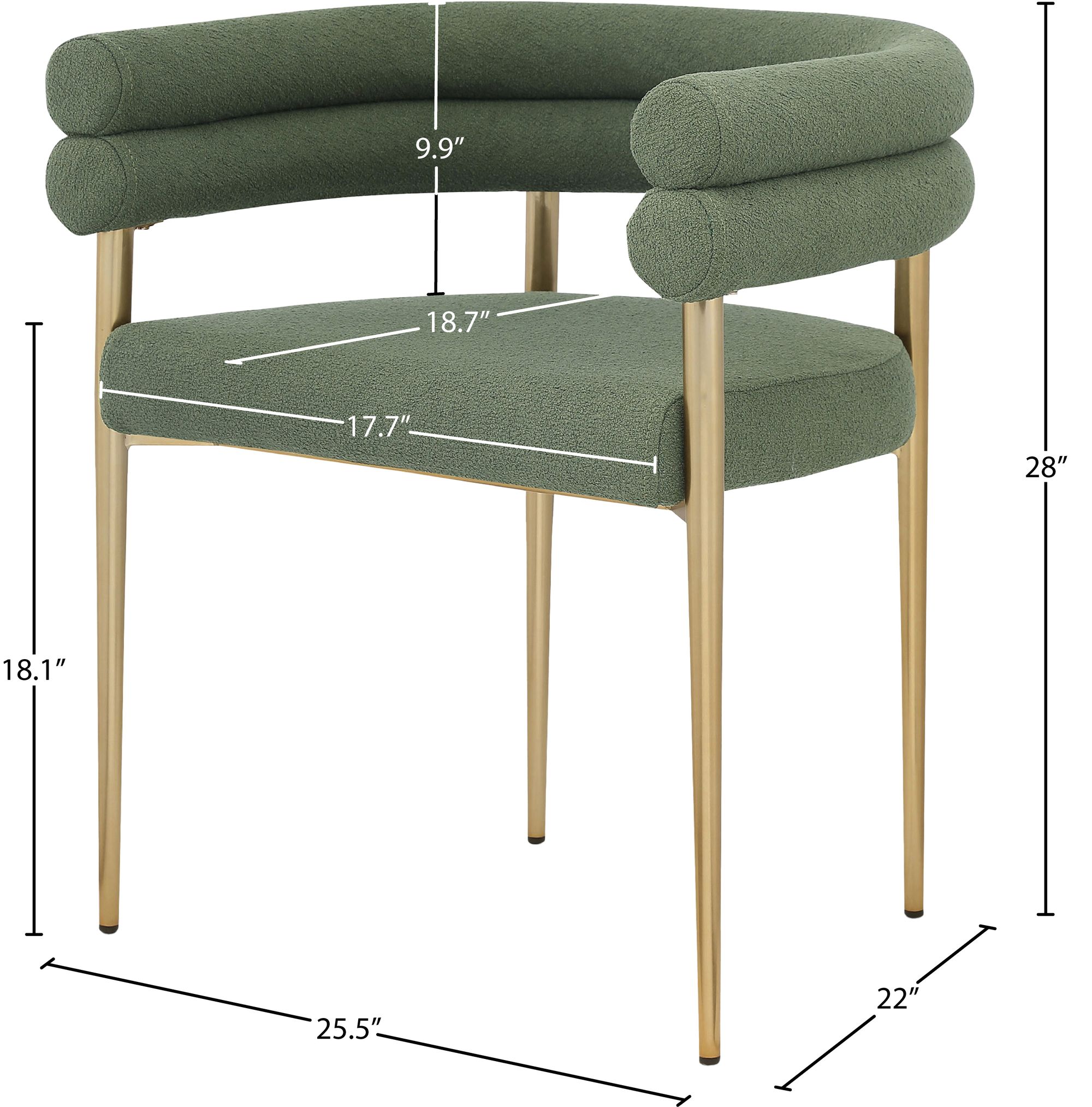 Brielle Boucle Fabric Dining Chair with Brushed Brass Base
