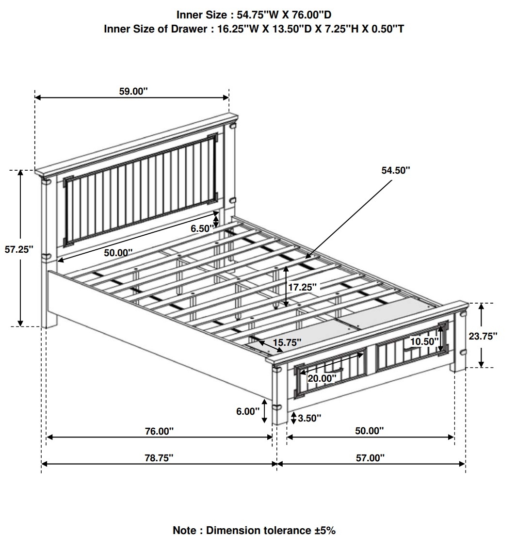 Brenner Wood Panel Storage Bed, Full Size